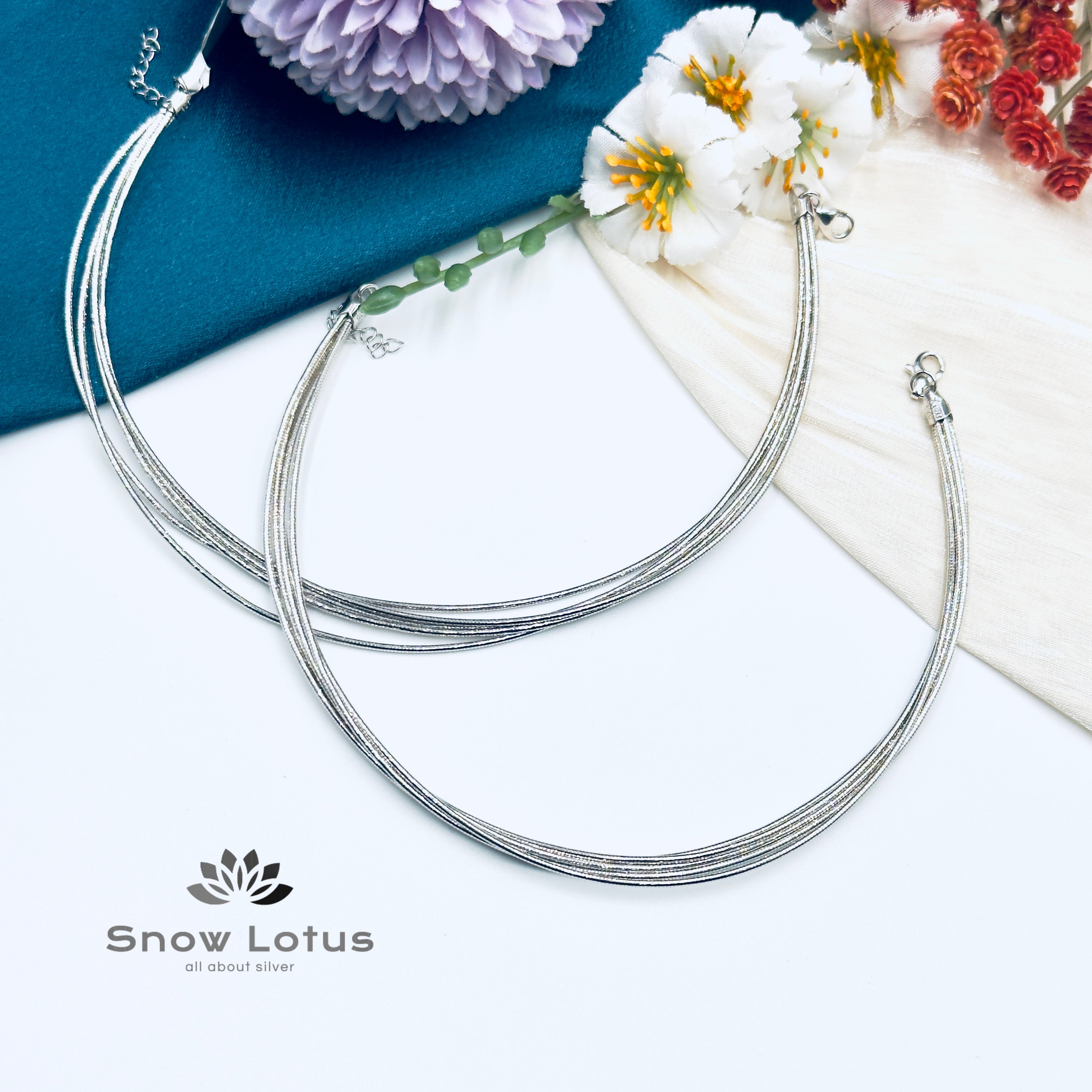 Rhodium finish Flexible Anklet