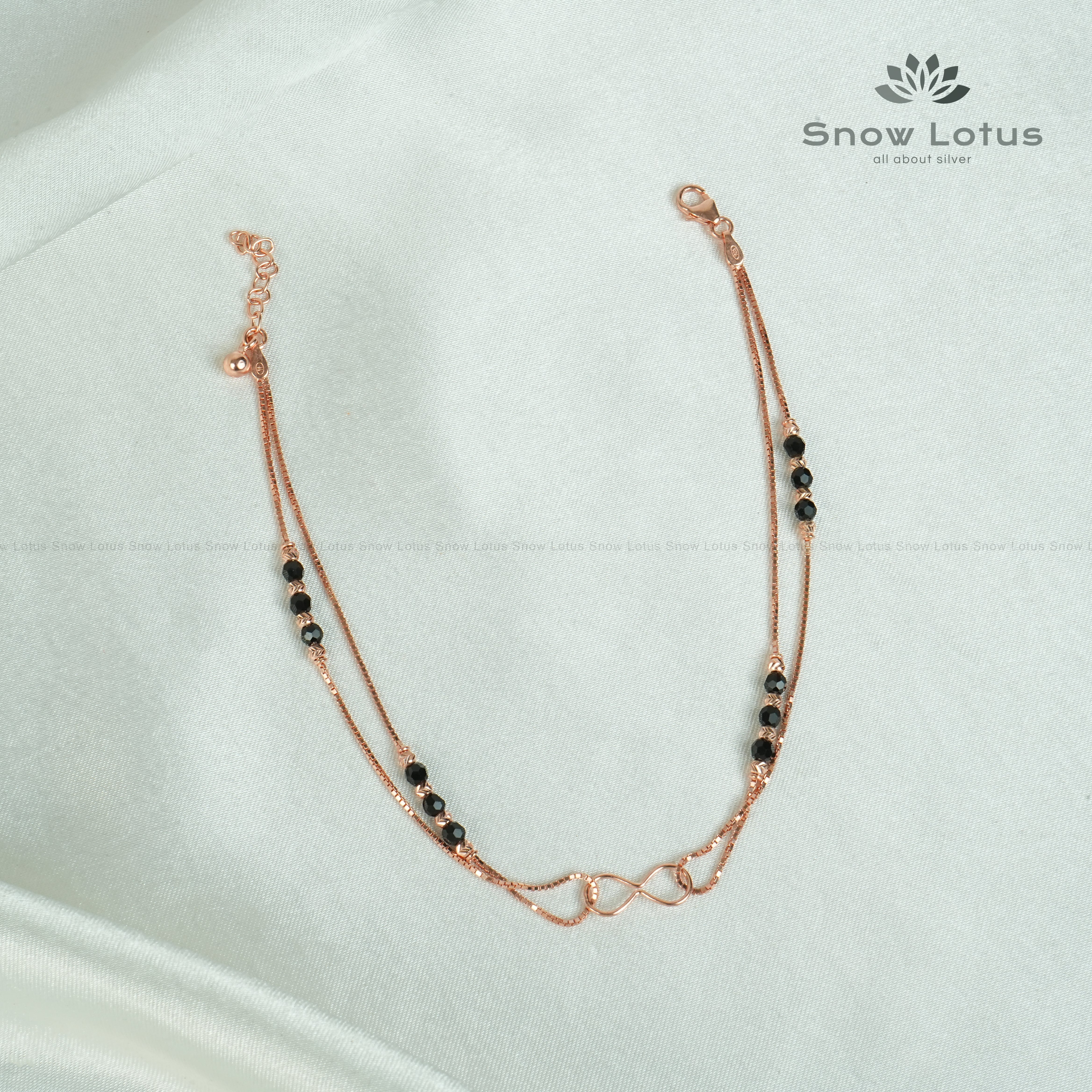 Rose Gold Black Beads Anklets