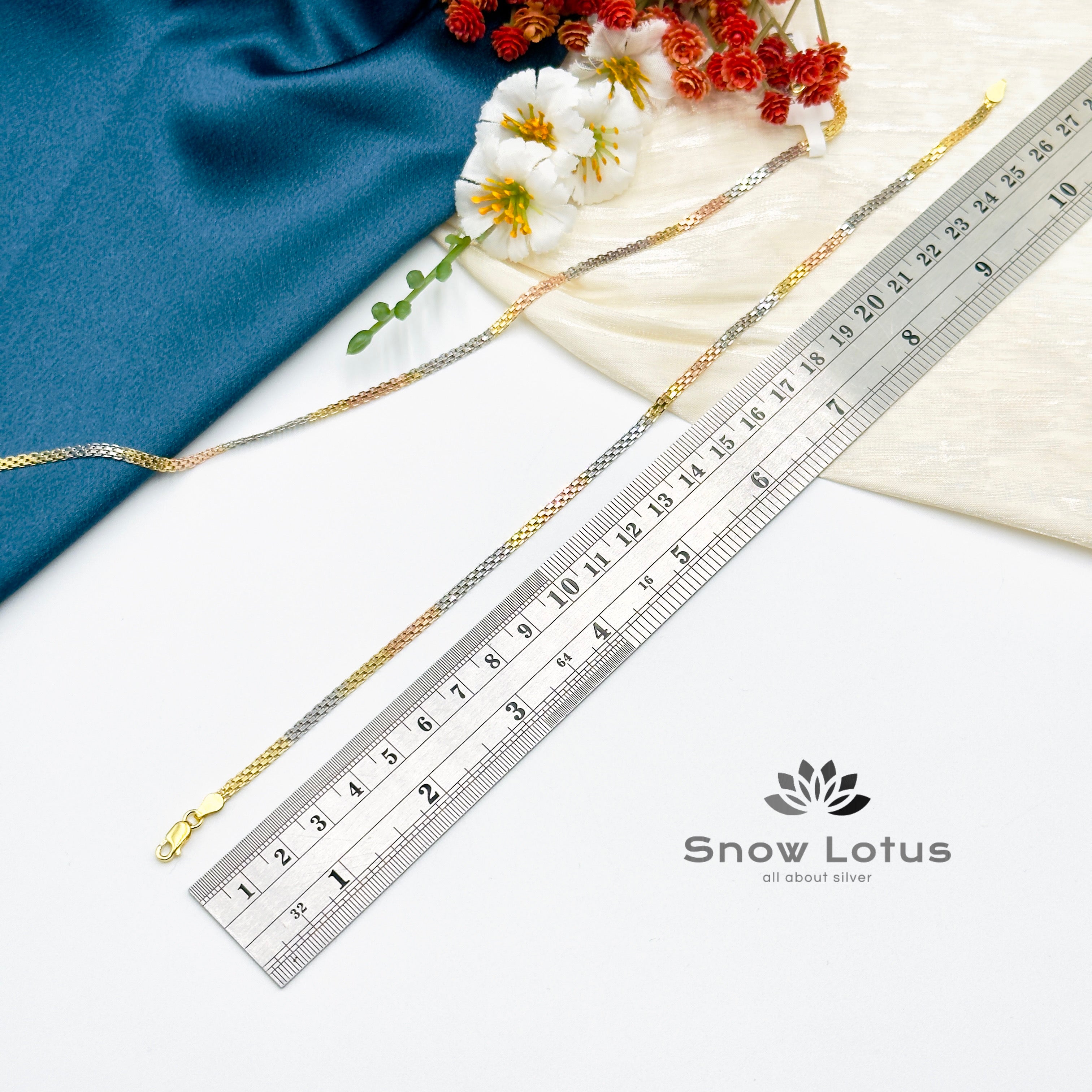 Linked TrioColor Anklets