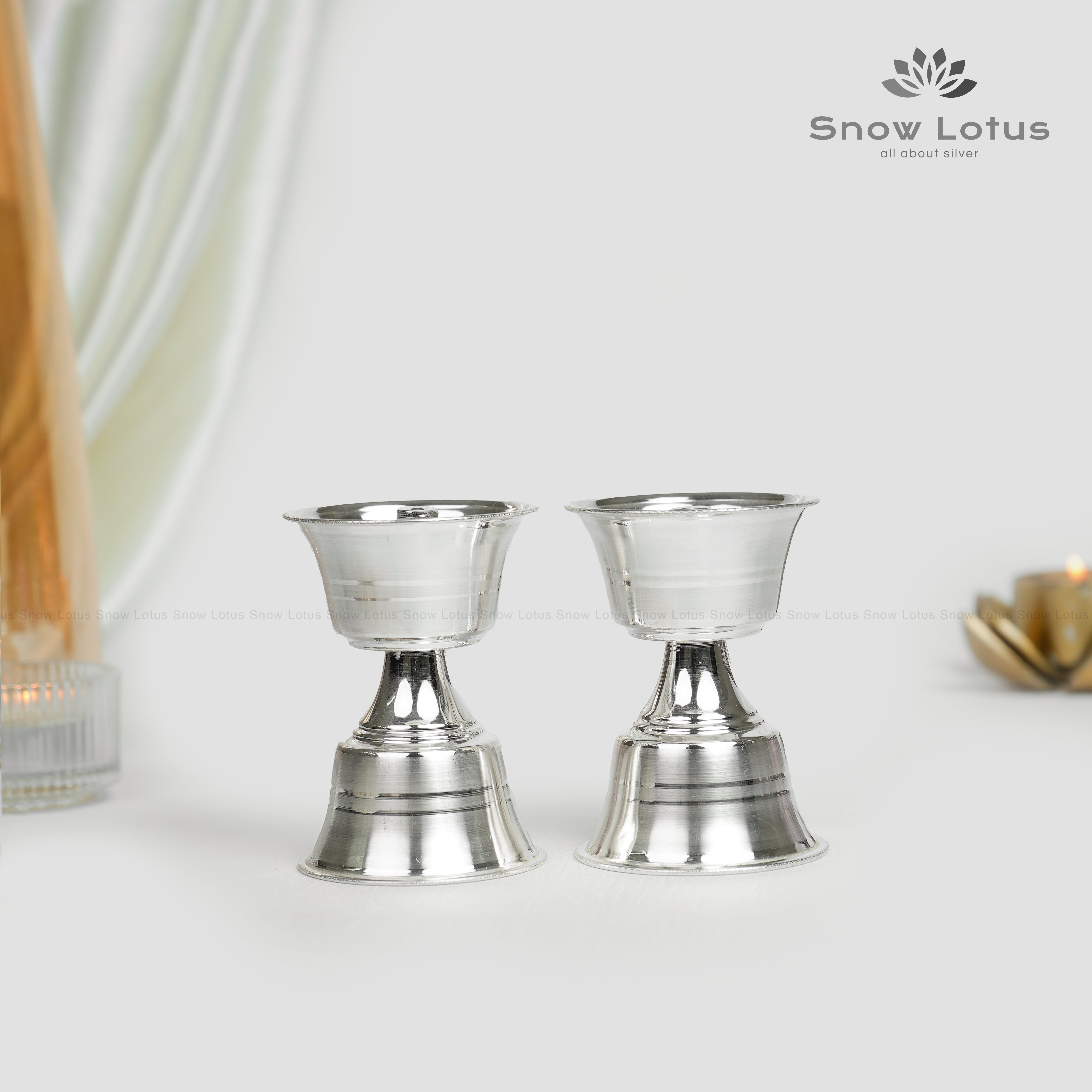 Dull Polish Bell Akhanda Diyas Pair