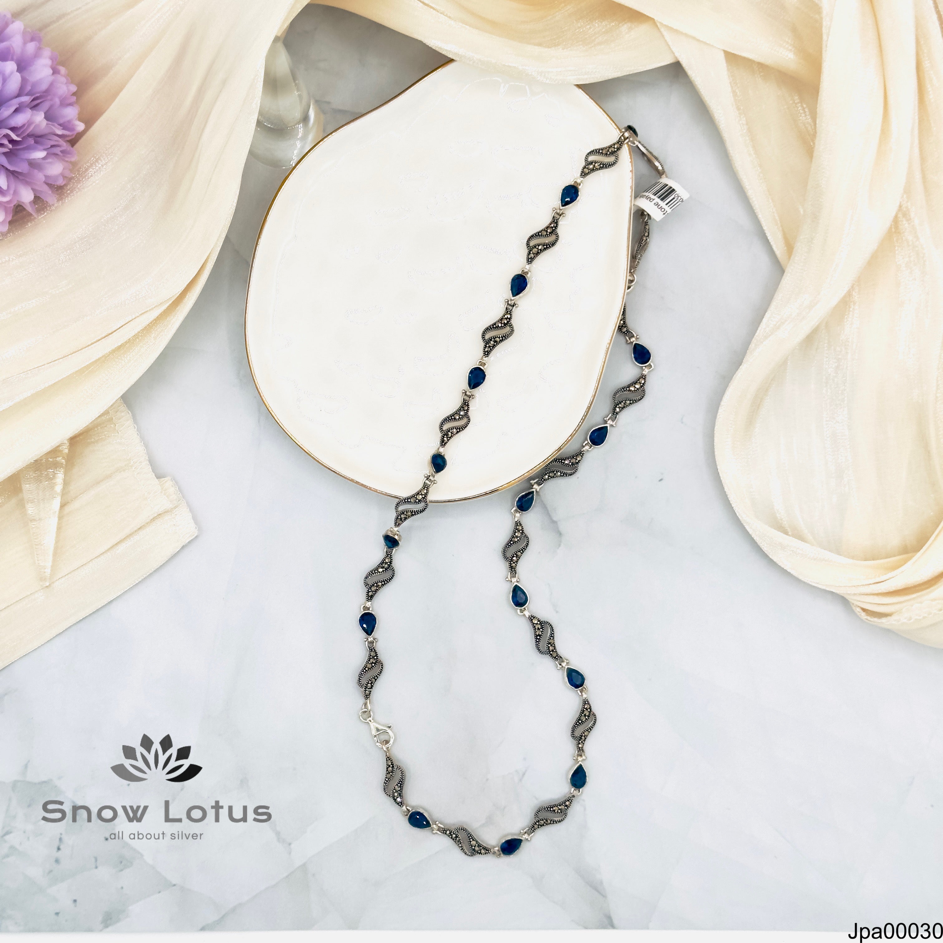 Antic Marcasite Blue drop stone payals