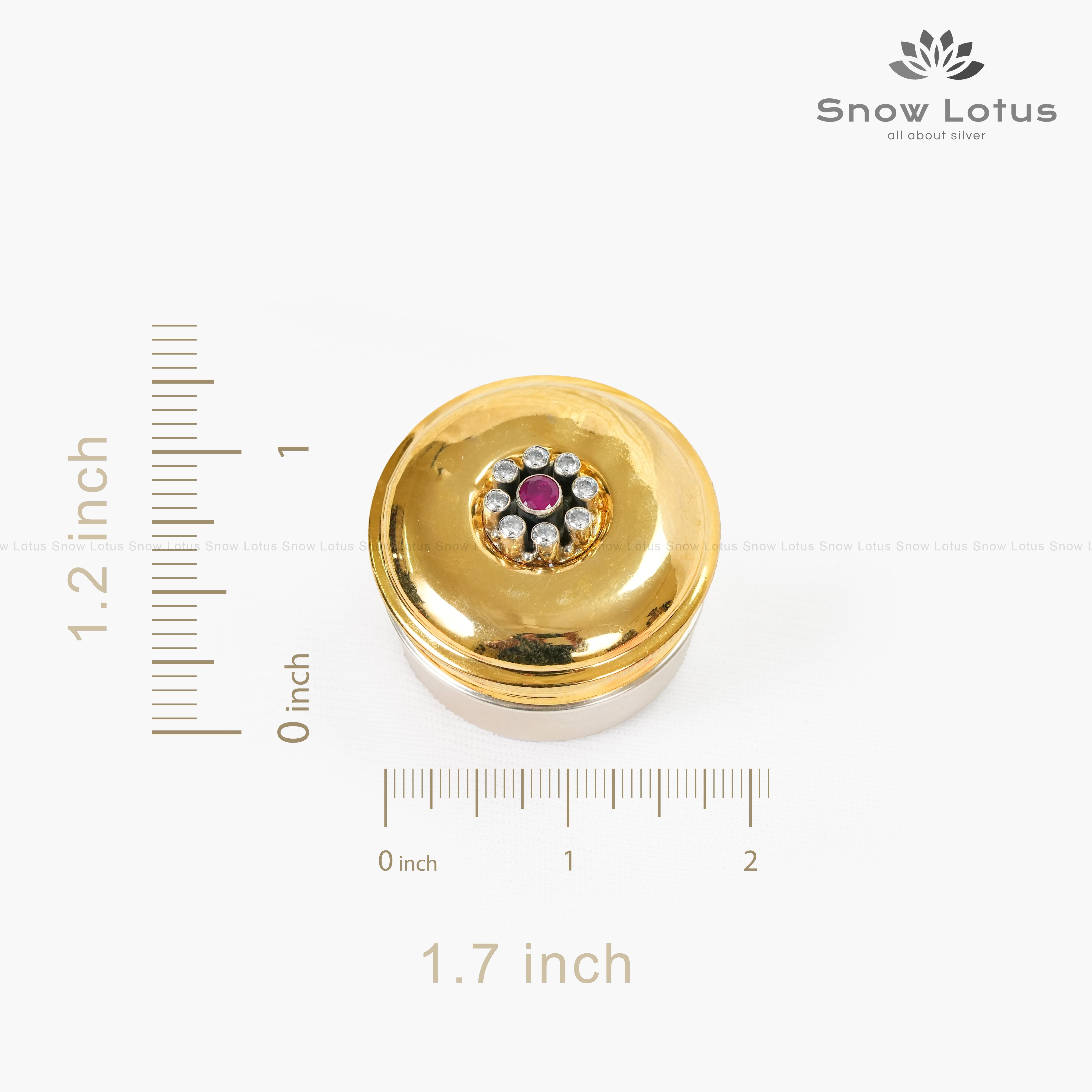 Gold Plated Red Stone Kumkum Box