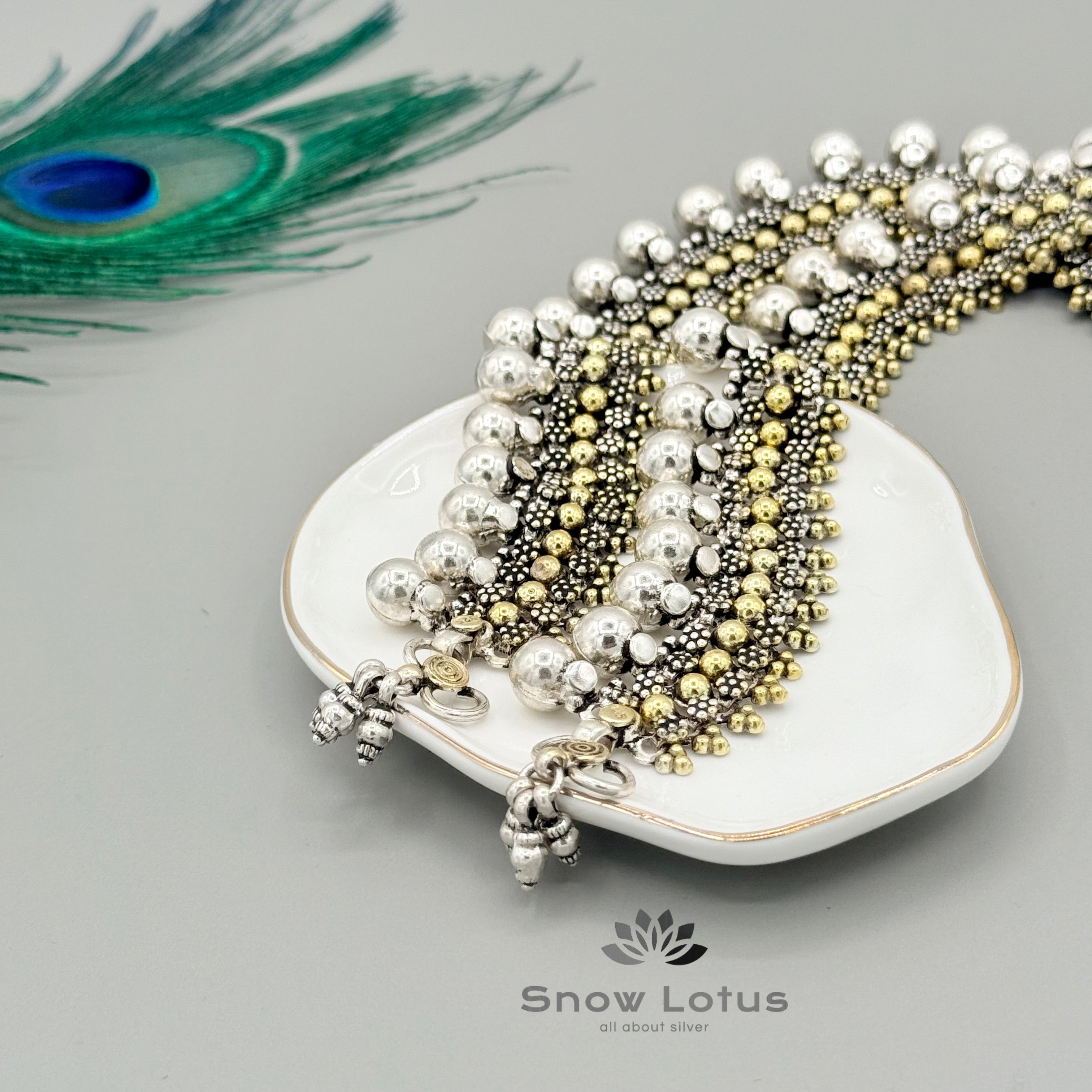 Ball Laced Dual Tone Anklets