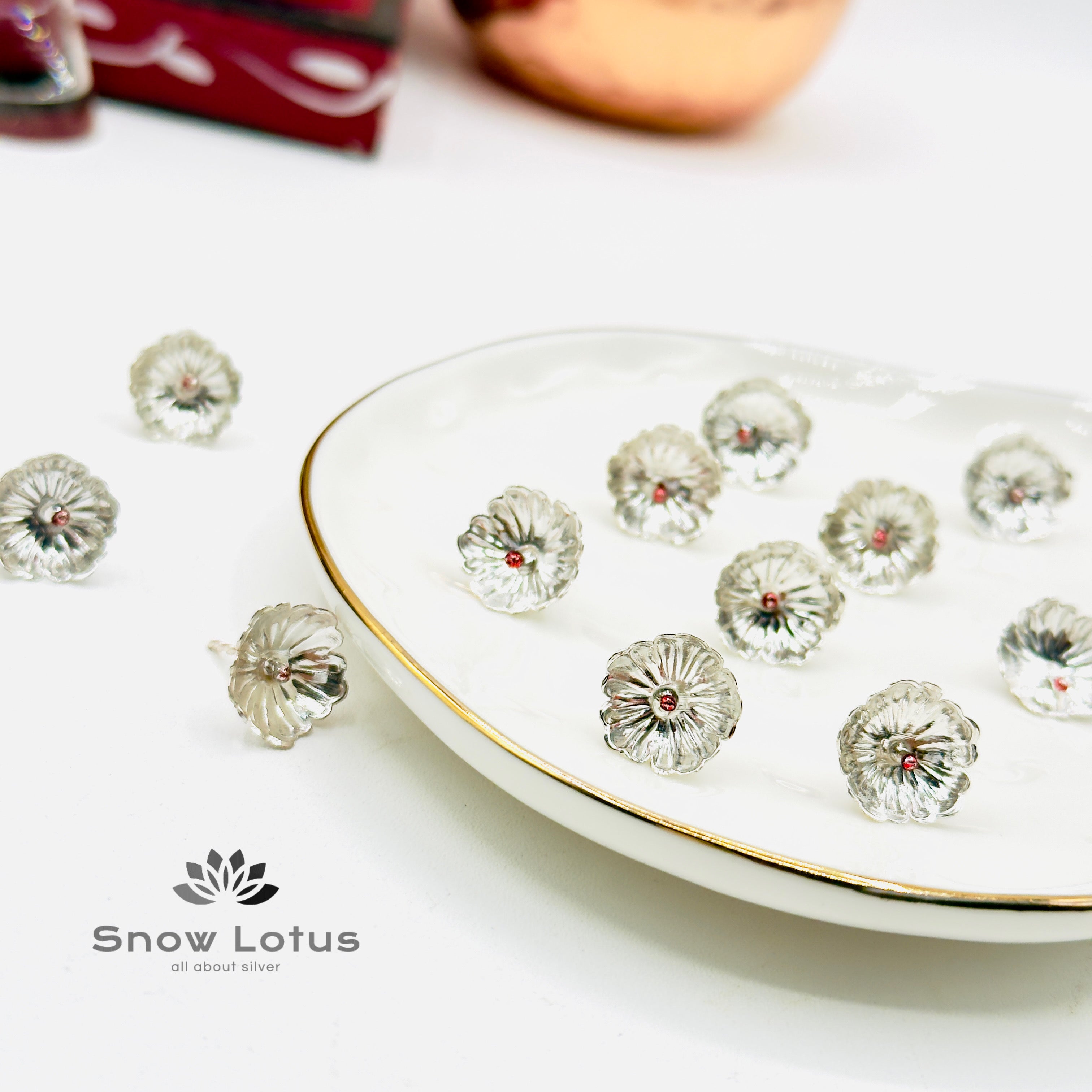 108 Silver Flowers Chekkudu finish with red bud