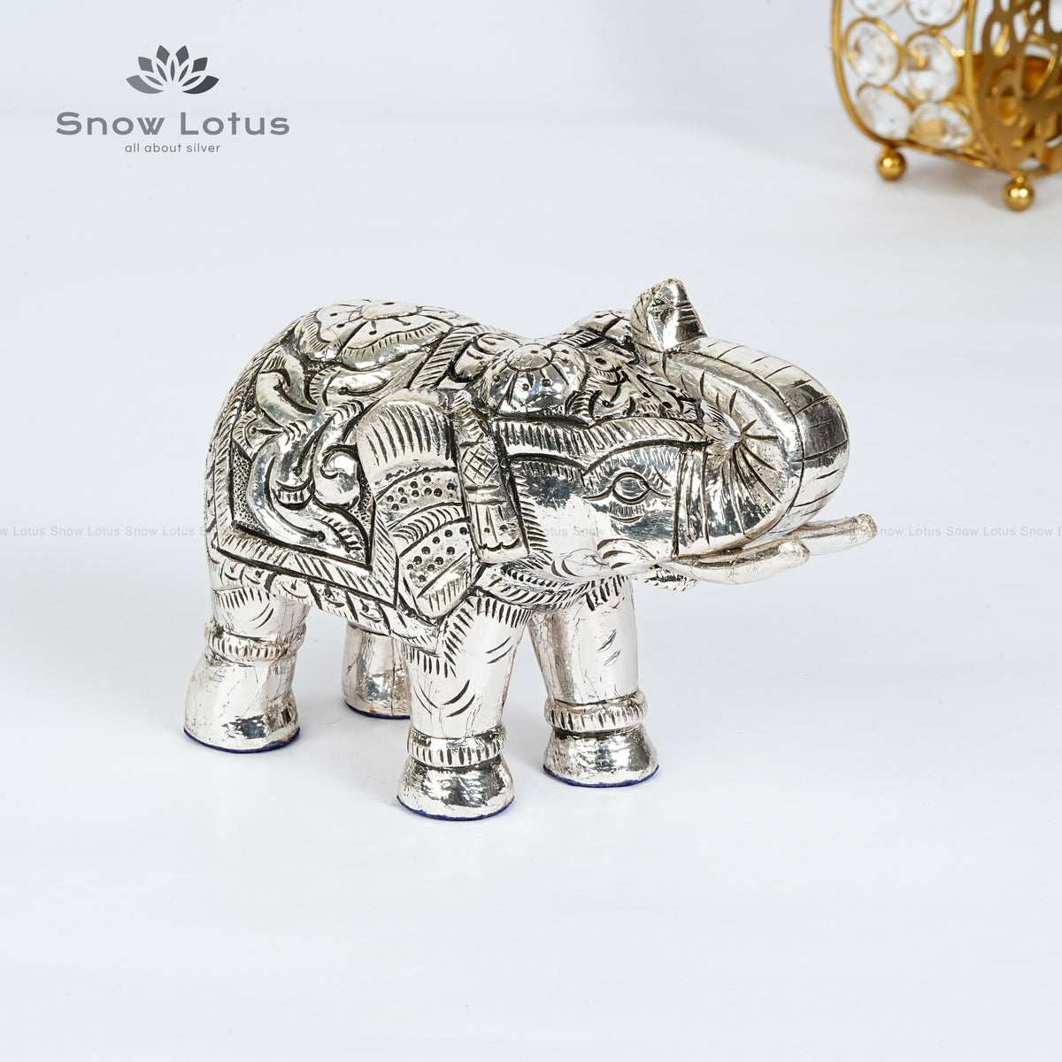 Teak Wood Foil Elephants Pair
