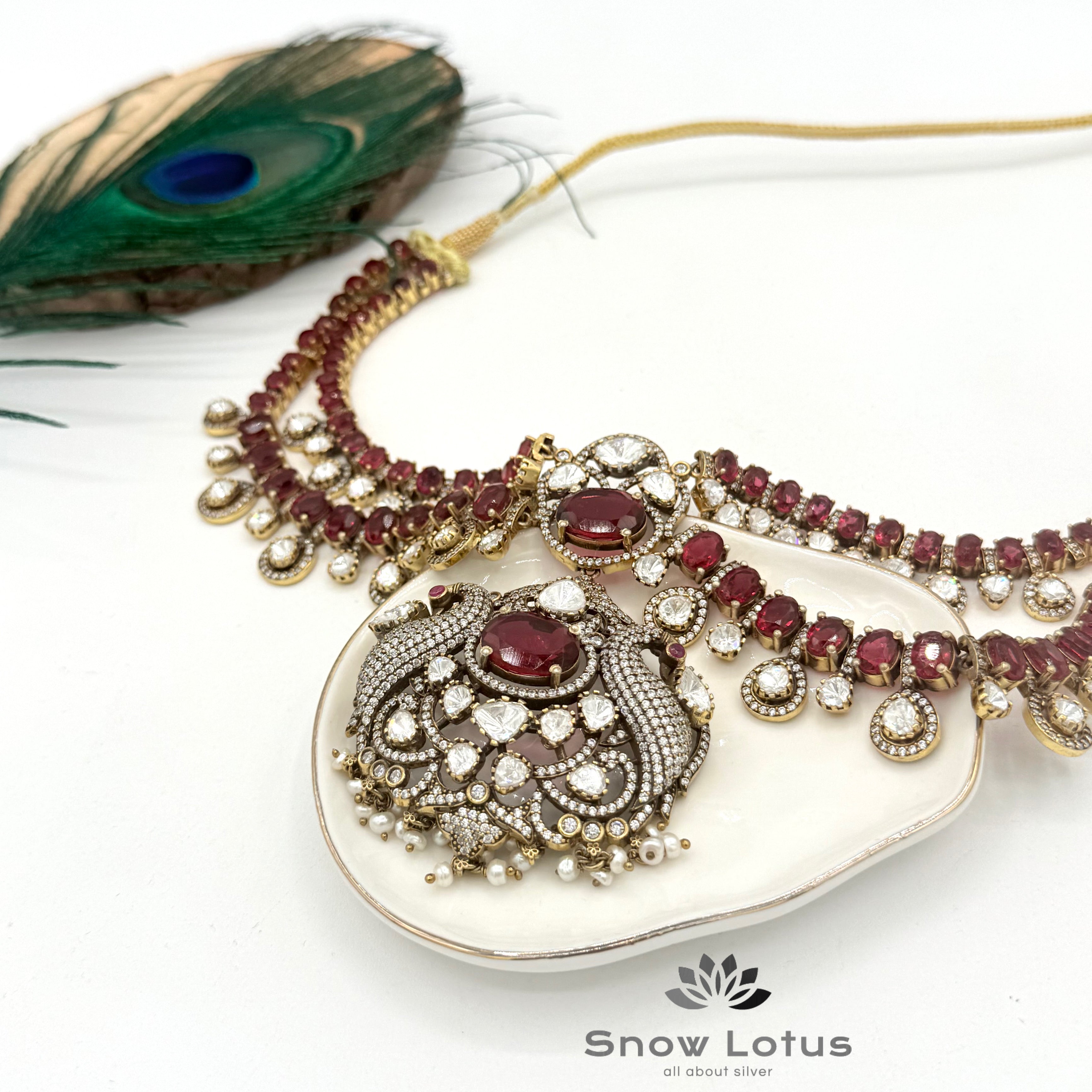 Moissanite Ruby layered Haaram