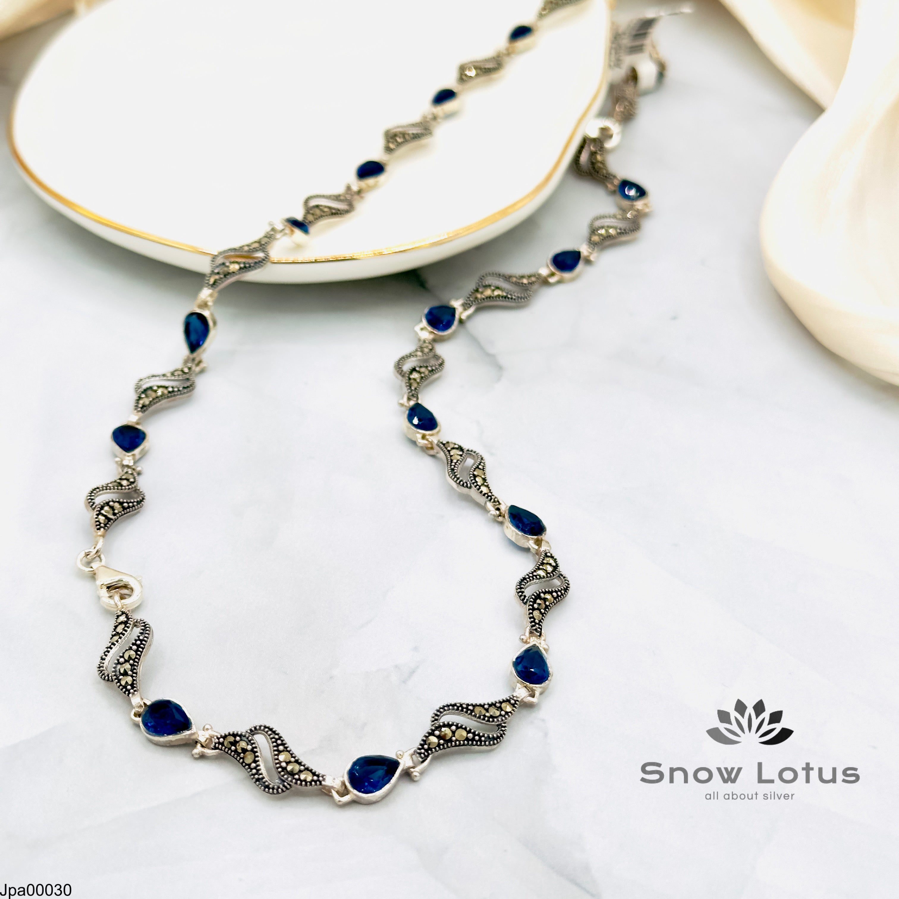 Antic Marcasite Blue drop stone payals