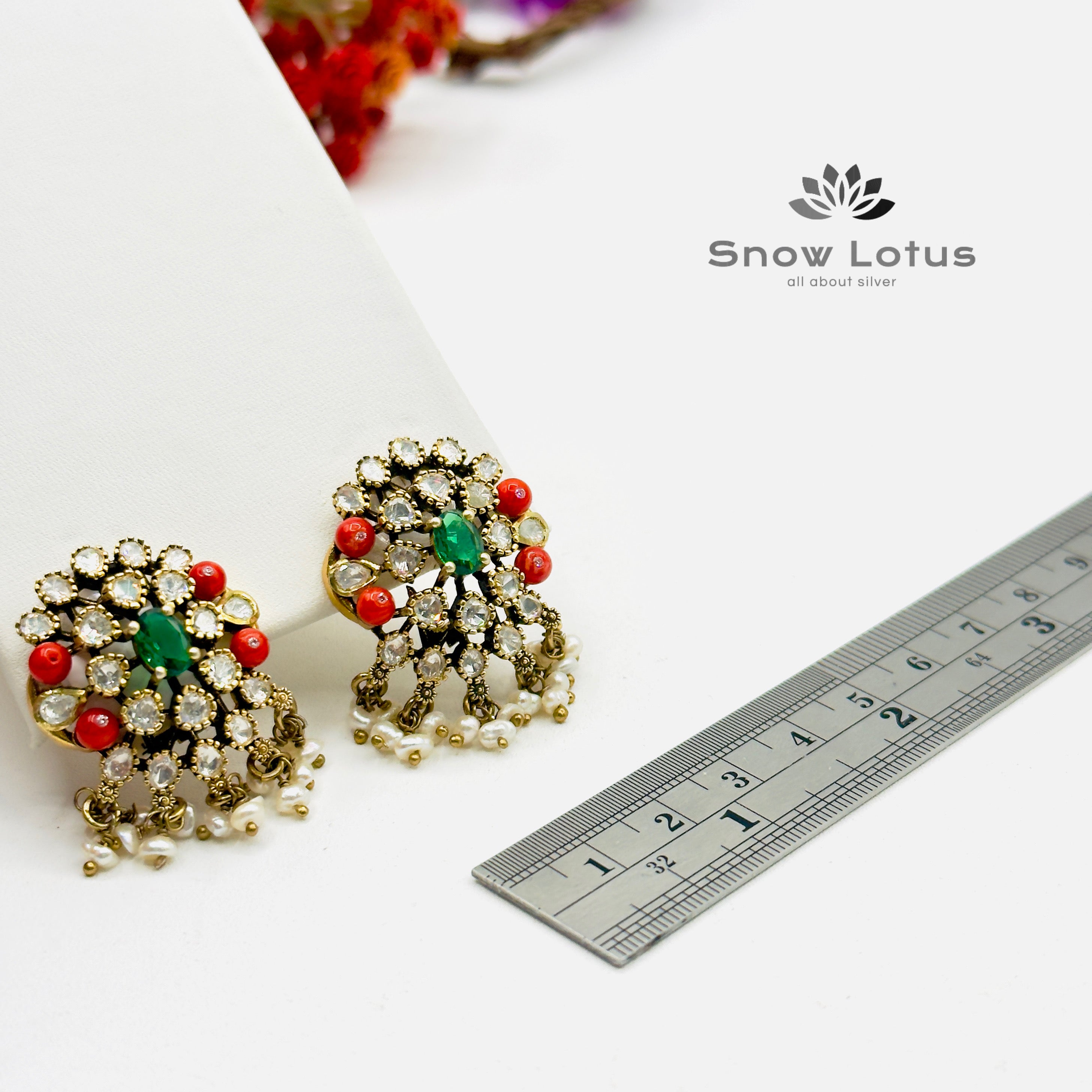 Coral Pearl Drops Moissanite Studs