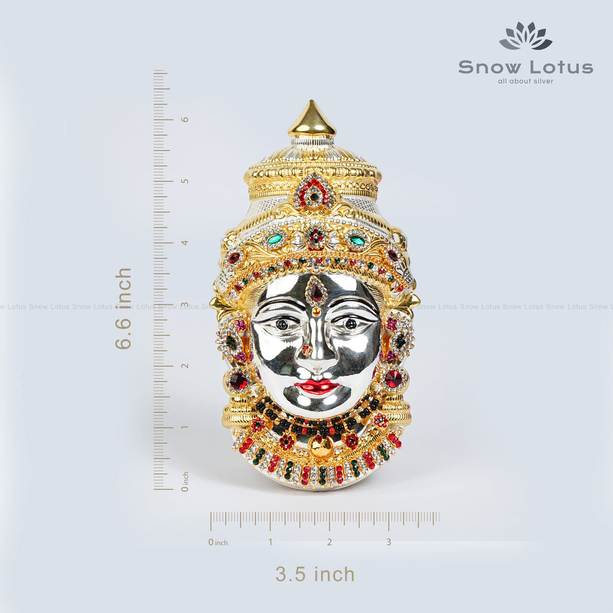 Gold Plated Silver Ammavari Face with Jewelry