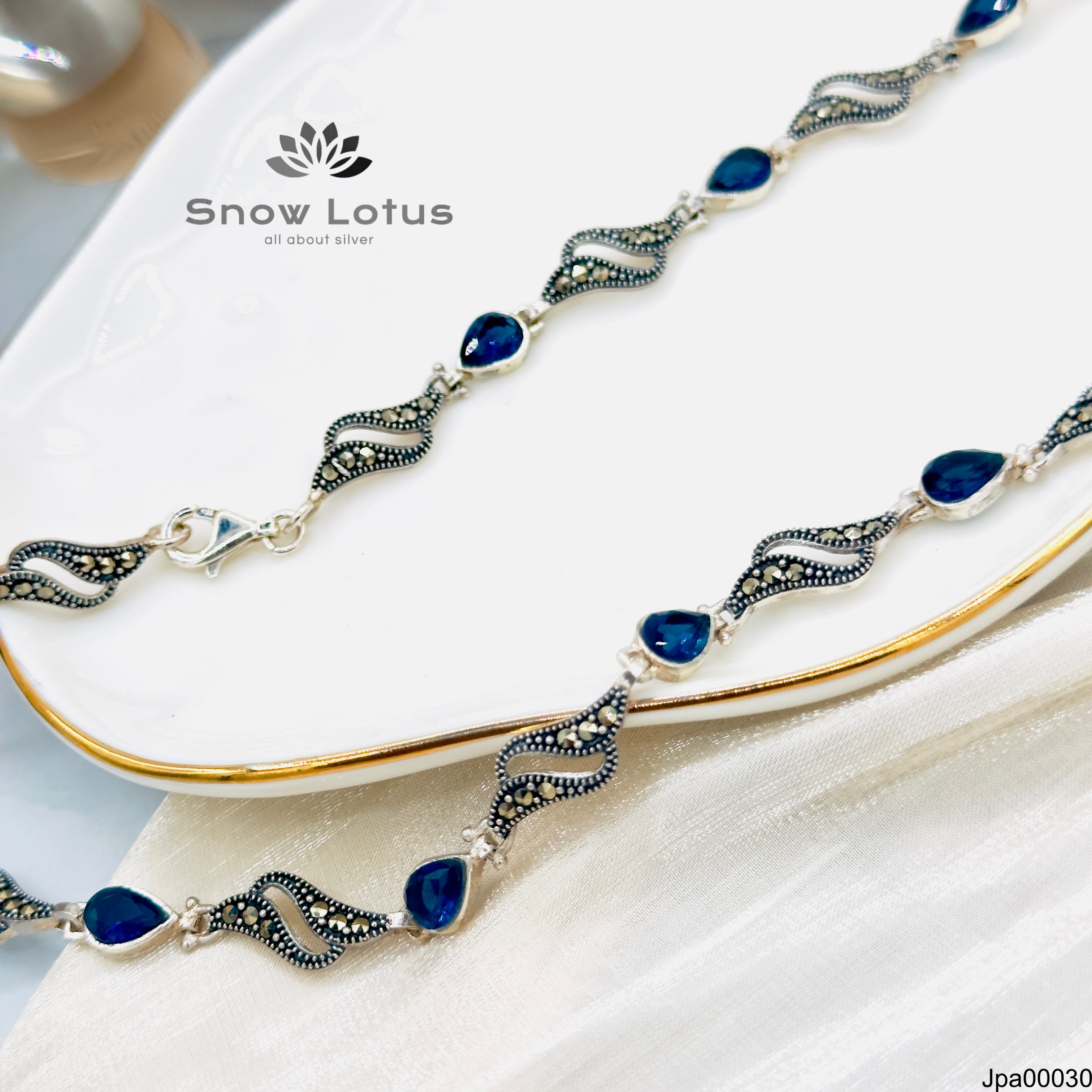 Antic Marcasite Blue drop stone payals