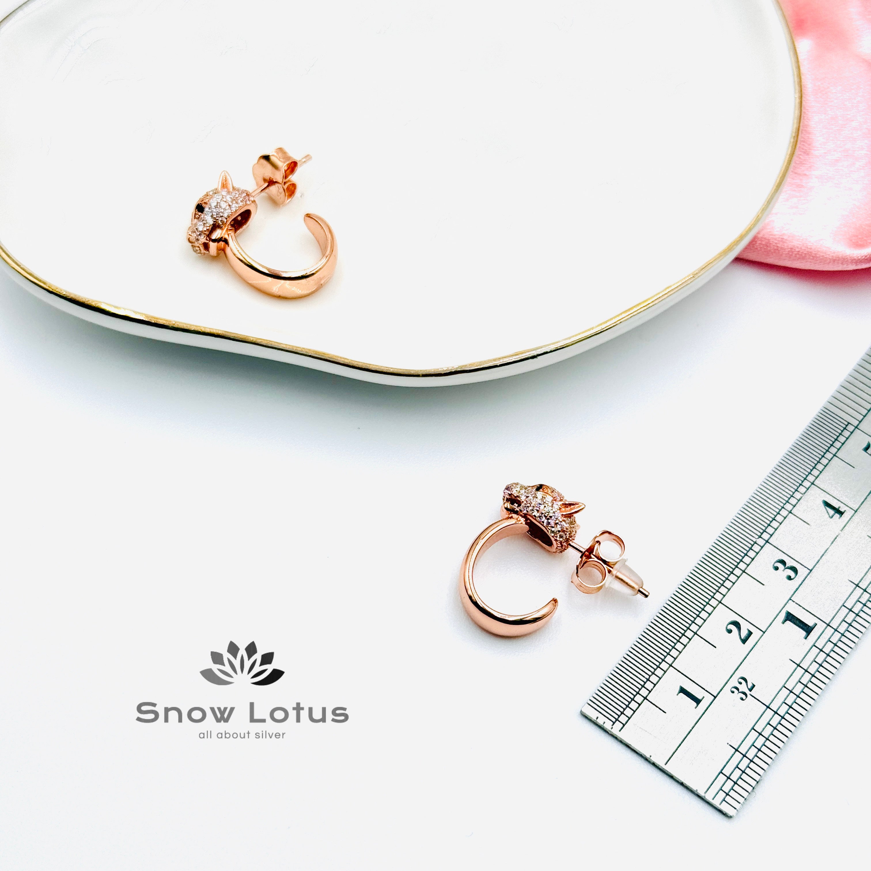 Fierce Jaguar Rose Gold Ring Earrings