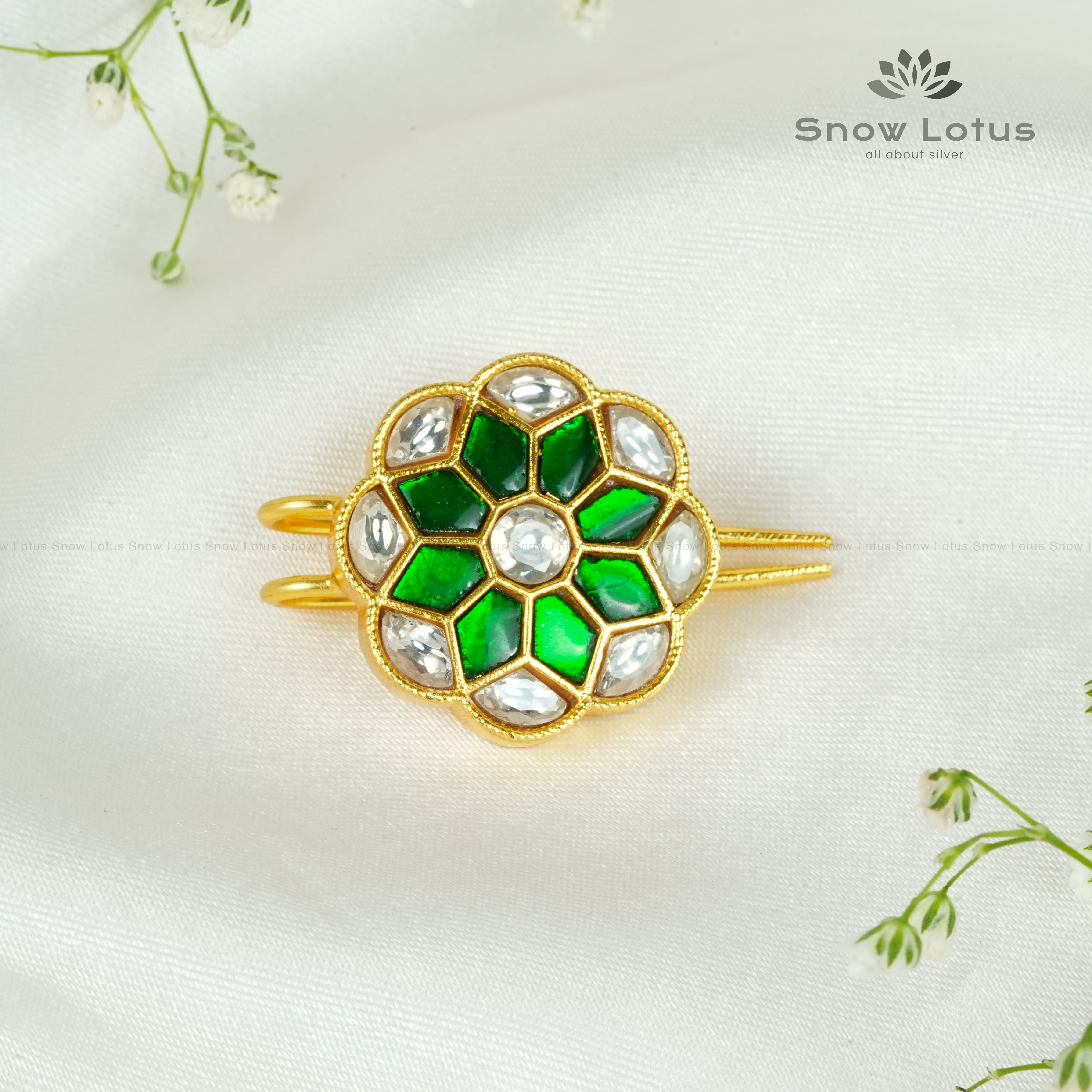 Green Kundan Juda Pin