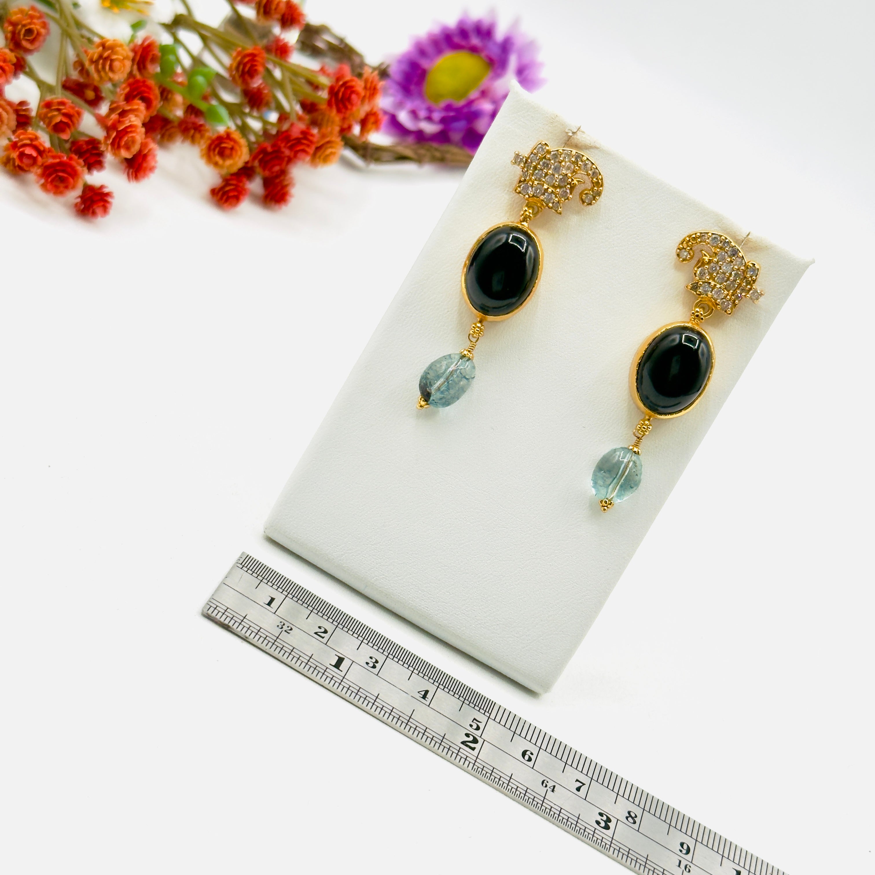 Oval Black Onyx Chandbali