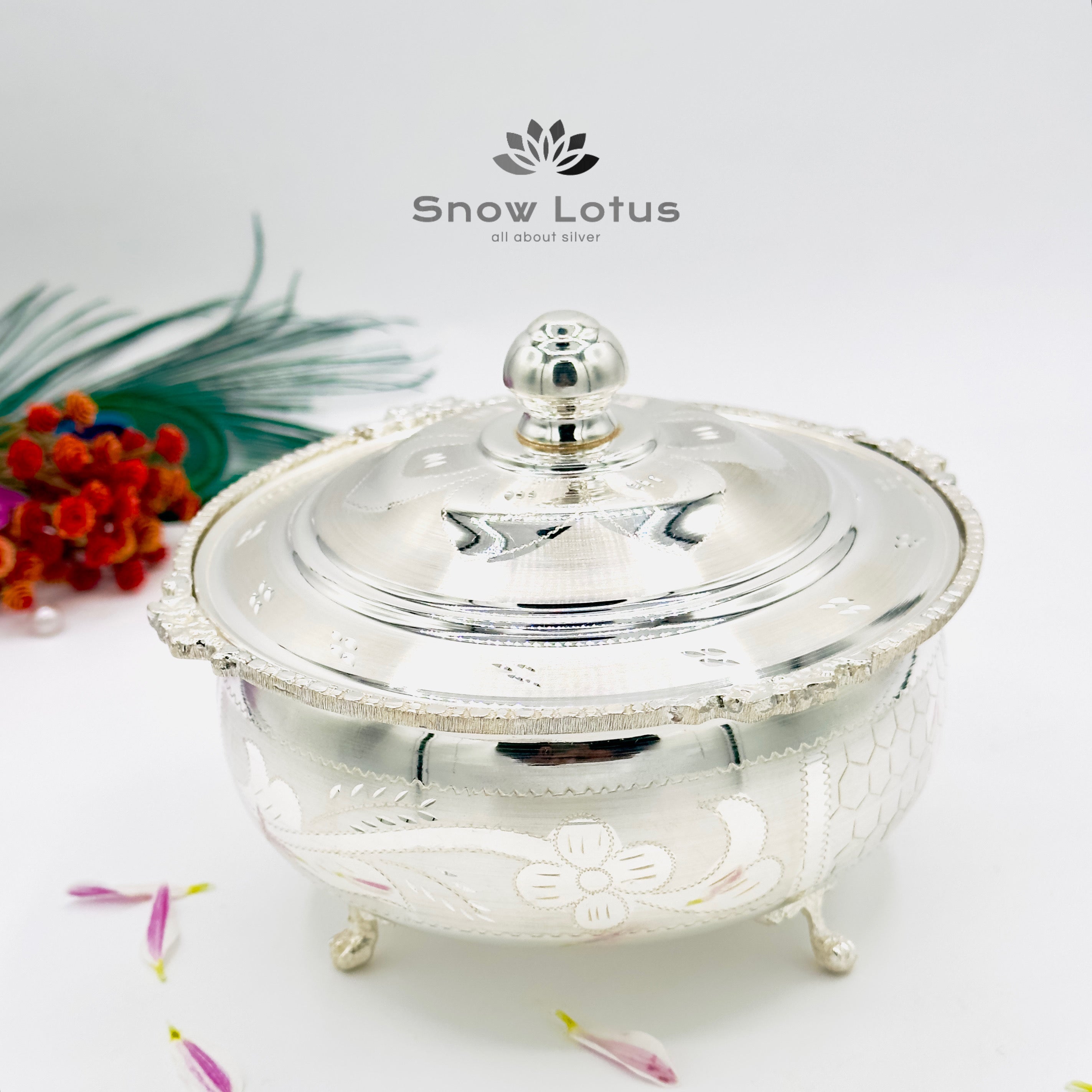 Silver Serving Dish with Lid 925