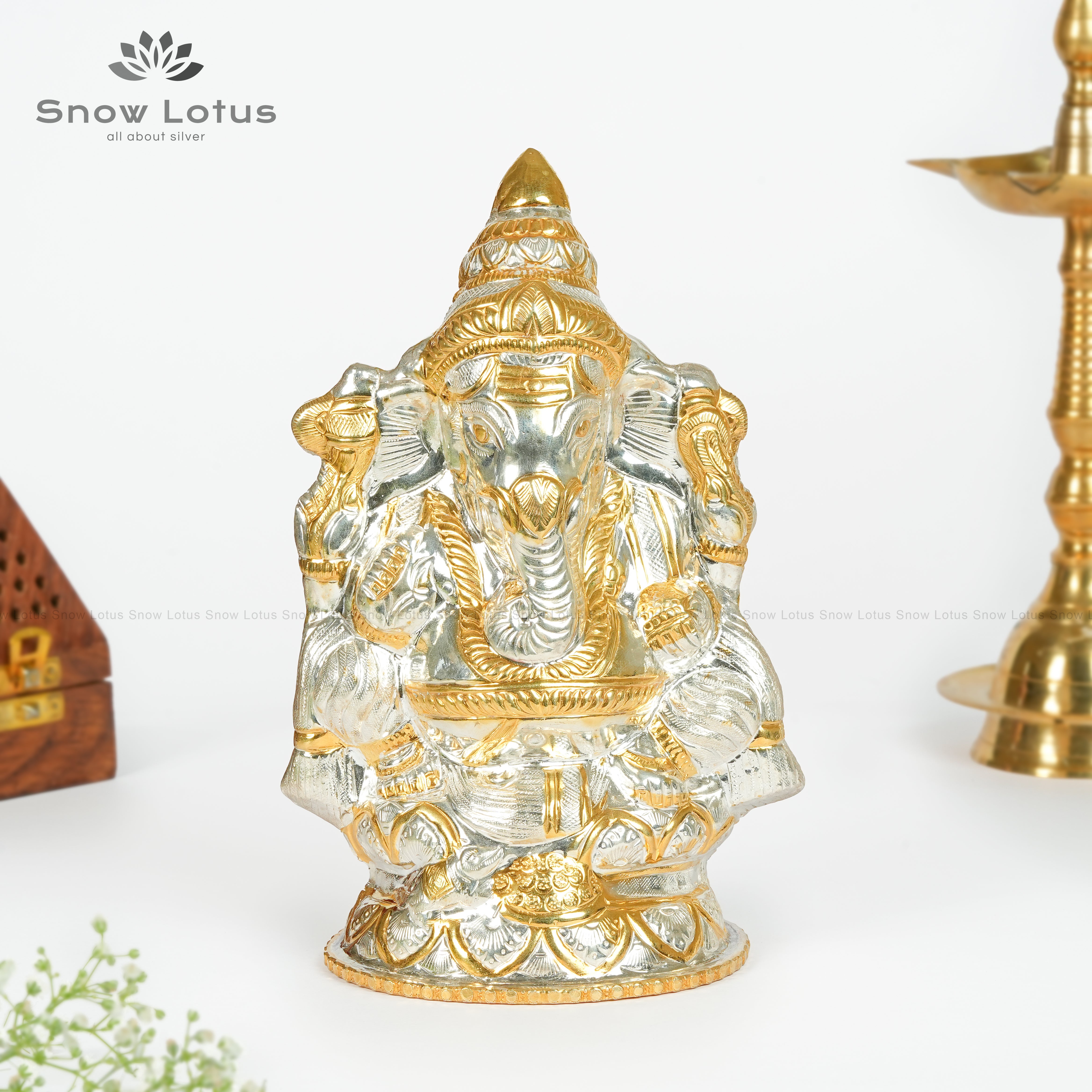 Gold Plated Hollow Dome Ganesh