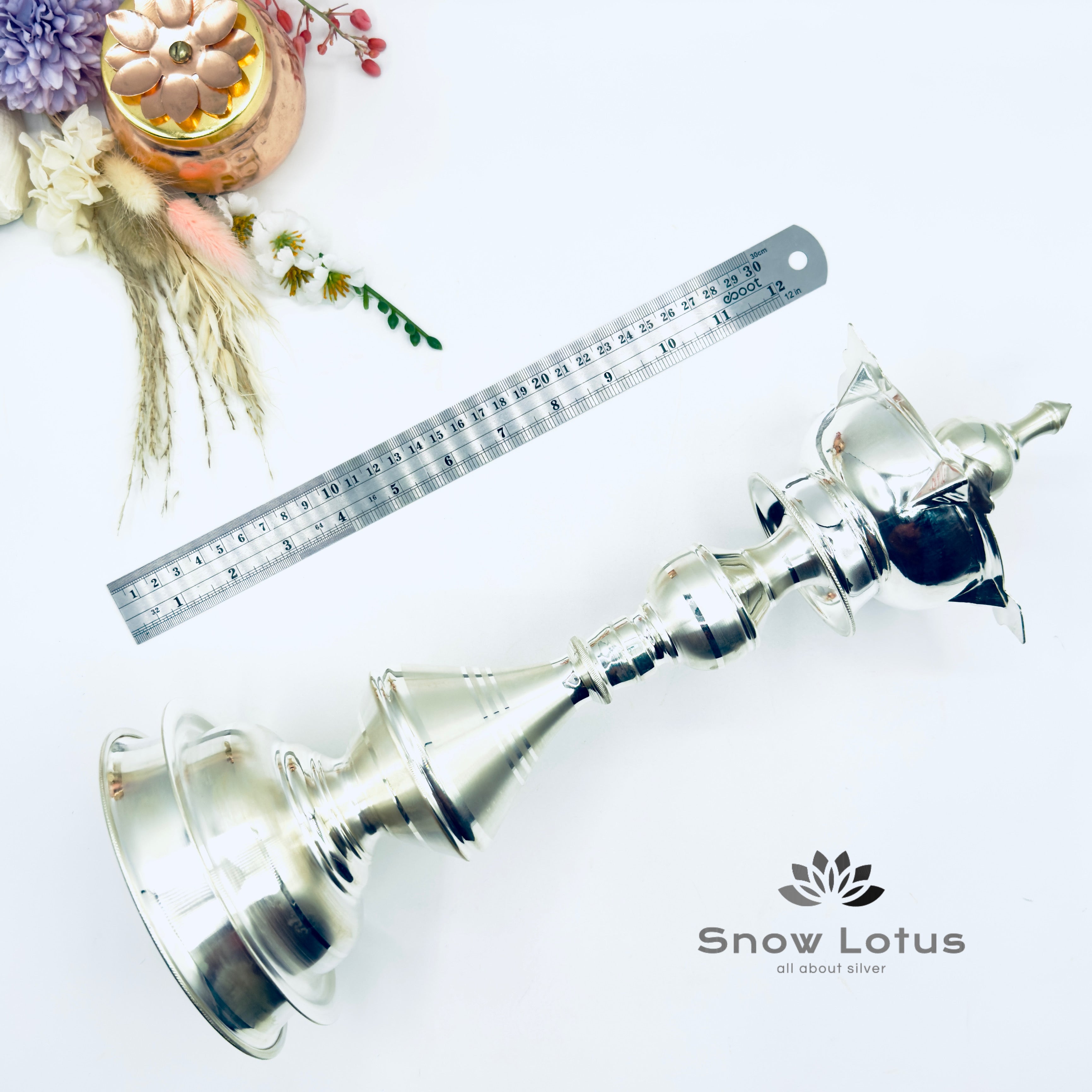 Silver Tall Diyas Plain 14"
