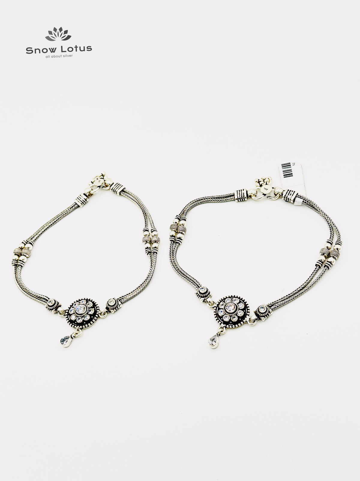 Circular White Anklets