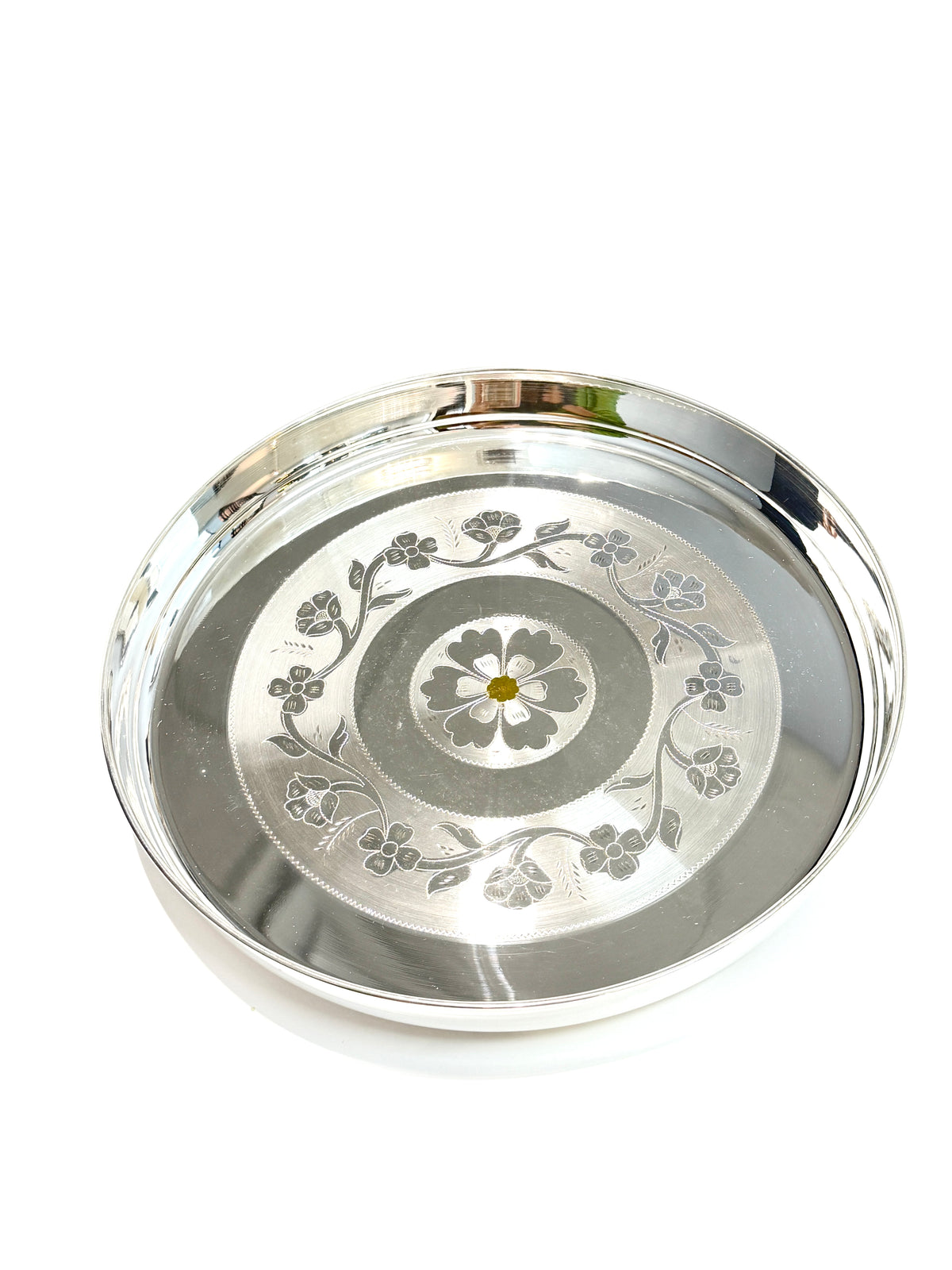 Flower Design Dinner Plates with Gold Flower 11"