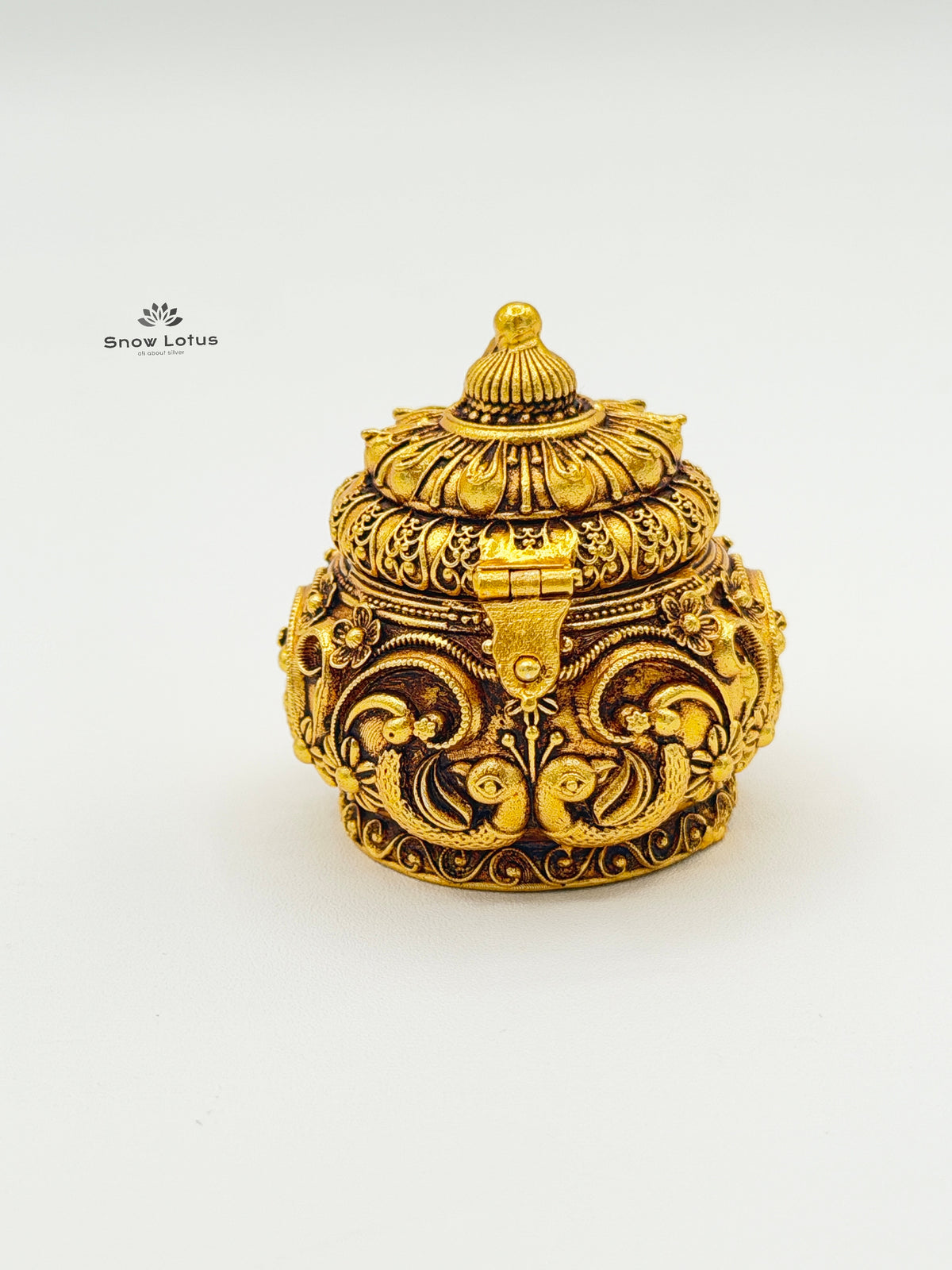 Gold Plated Special Kumkum Box Peacock M2