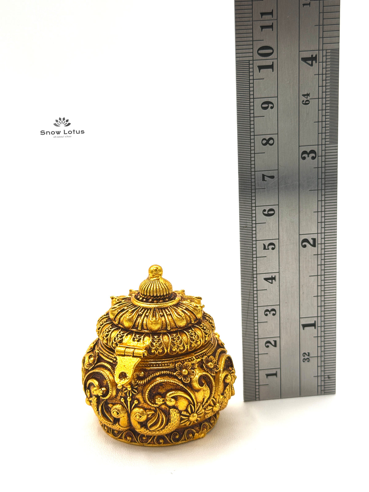 Gold Plated Special Kumkum Box Peacock M2