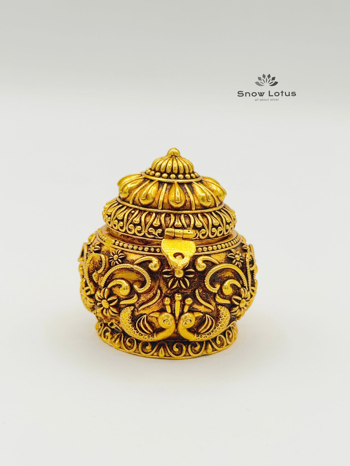 Gold Plated Special Kumkum Box Peacock M1