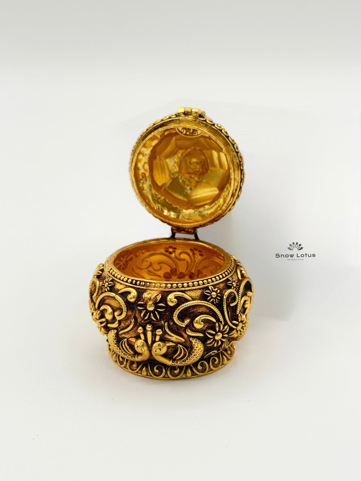 Gold Plated Special Kumkum Box Peacock M1