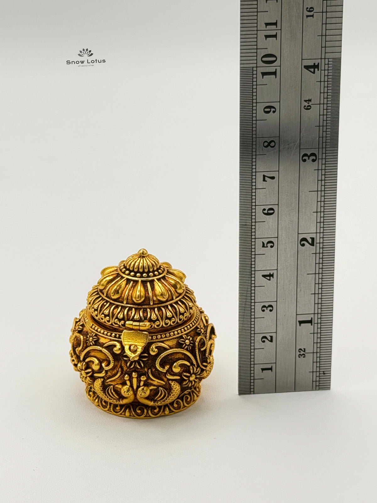 Gold Plated Special Kumkum Box Peacock M1