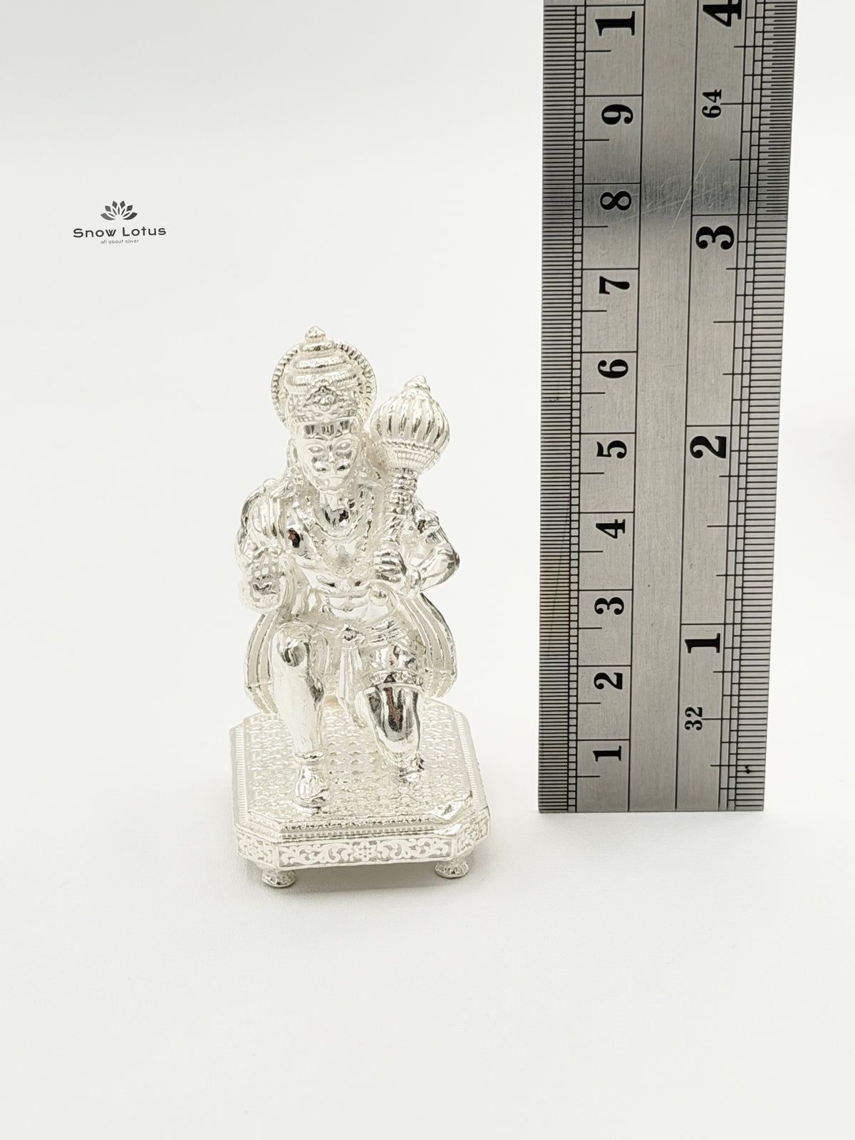 Sitting Hanuman Silver Solid 3D