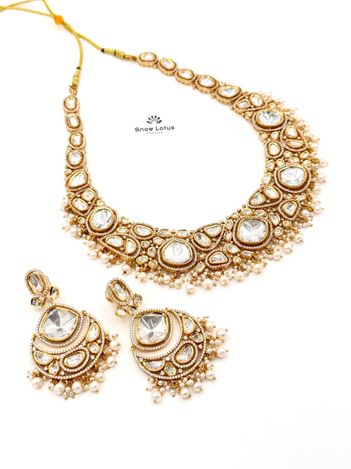 Marvelous Polki Neckpiece Set(with earrings & Maang Tikka)