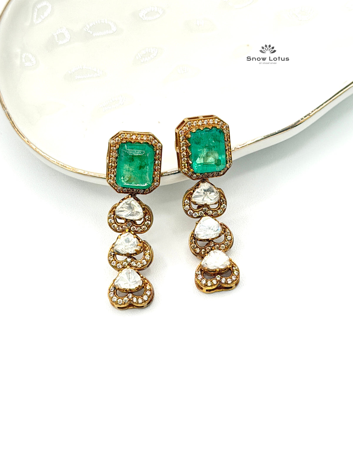 Pearled Drop Moissanite Neckpiece With Earrings