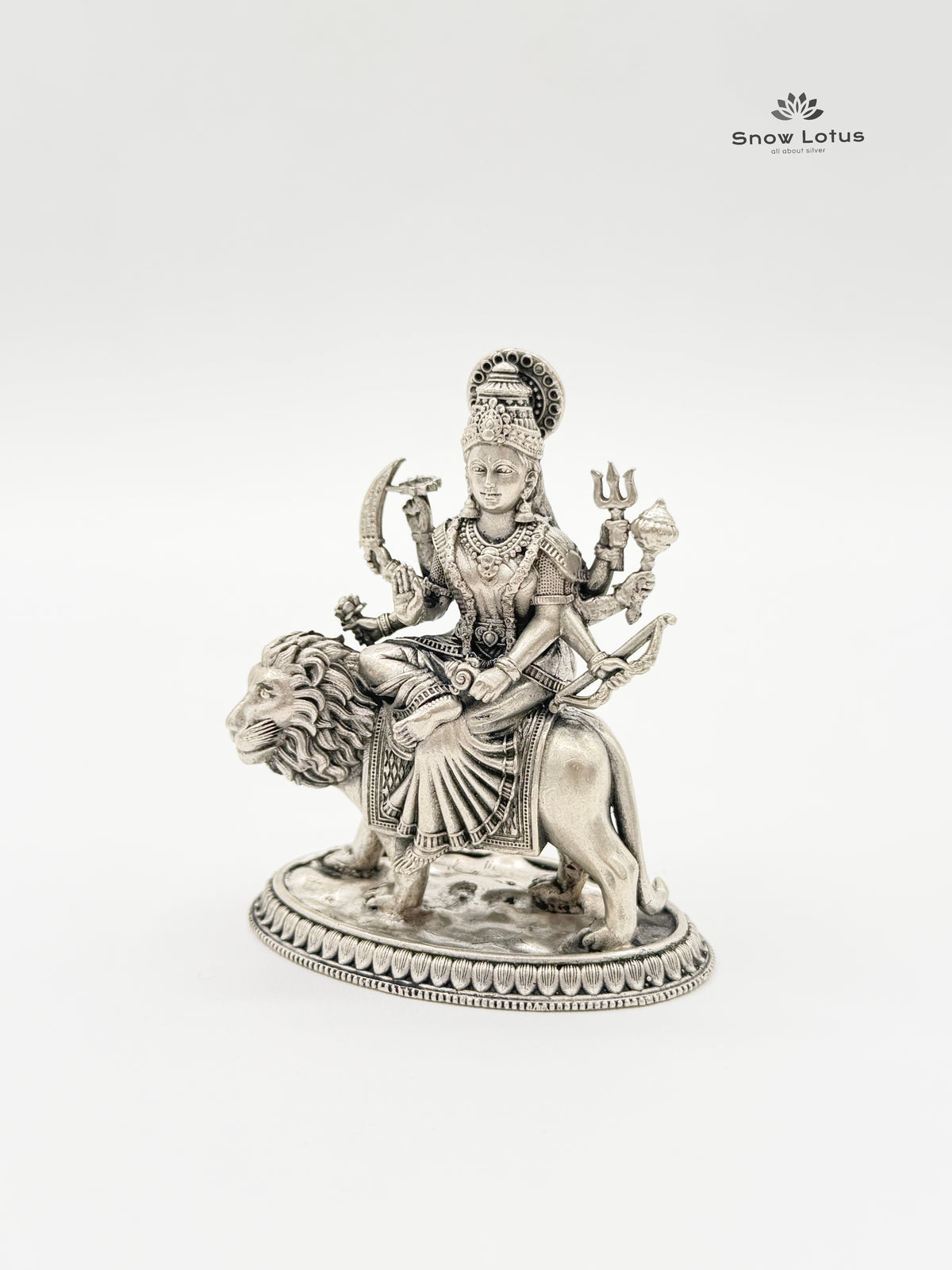 Durga Devi on Lion Antique 3D Solid