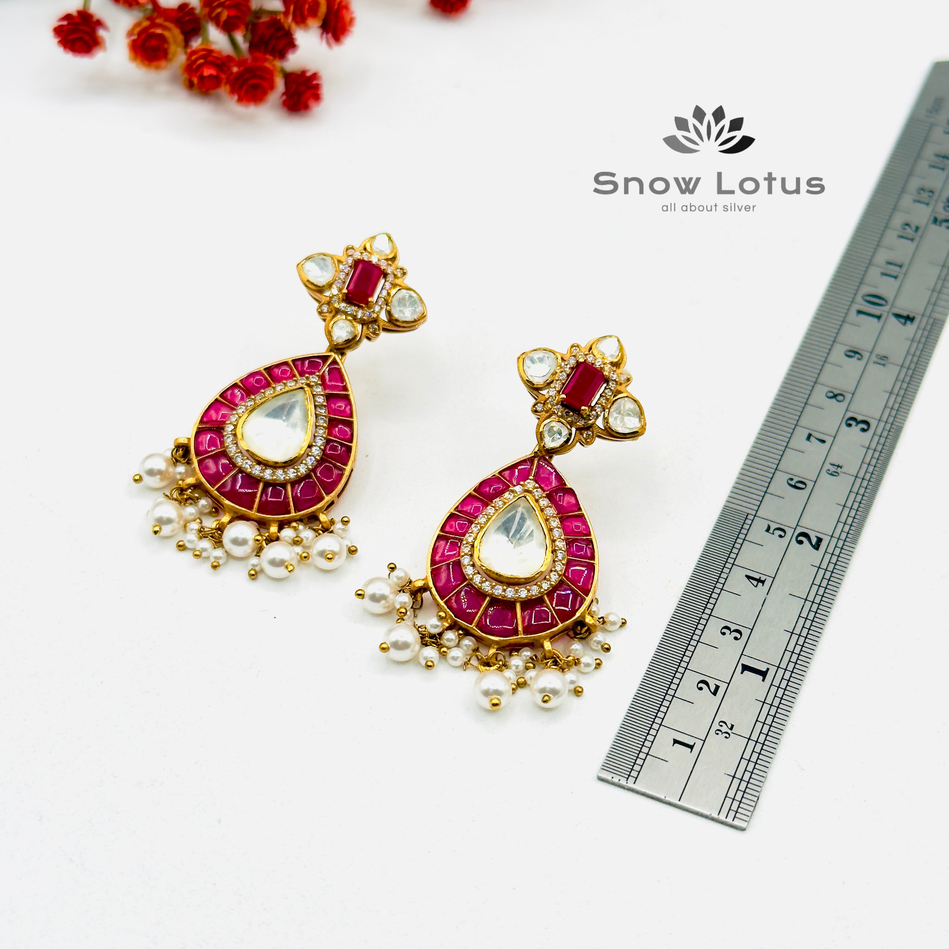 Gorgeous Pink Moissanite Chandbali