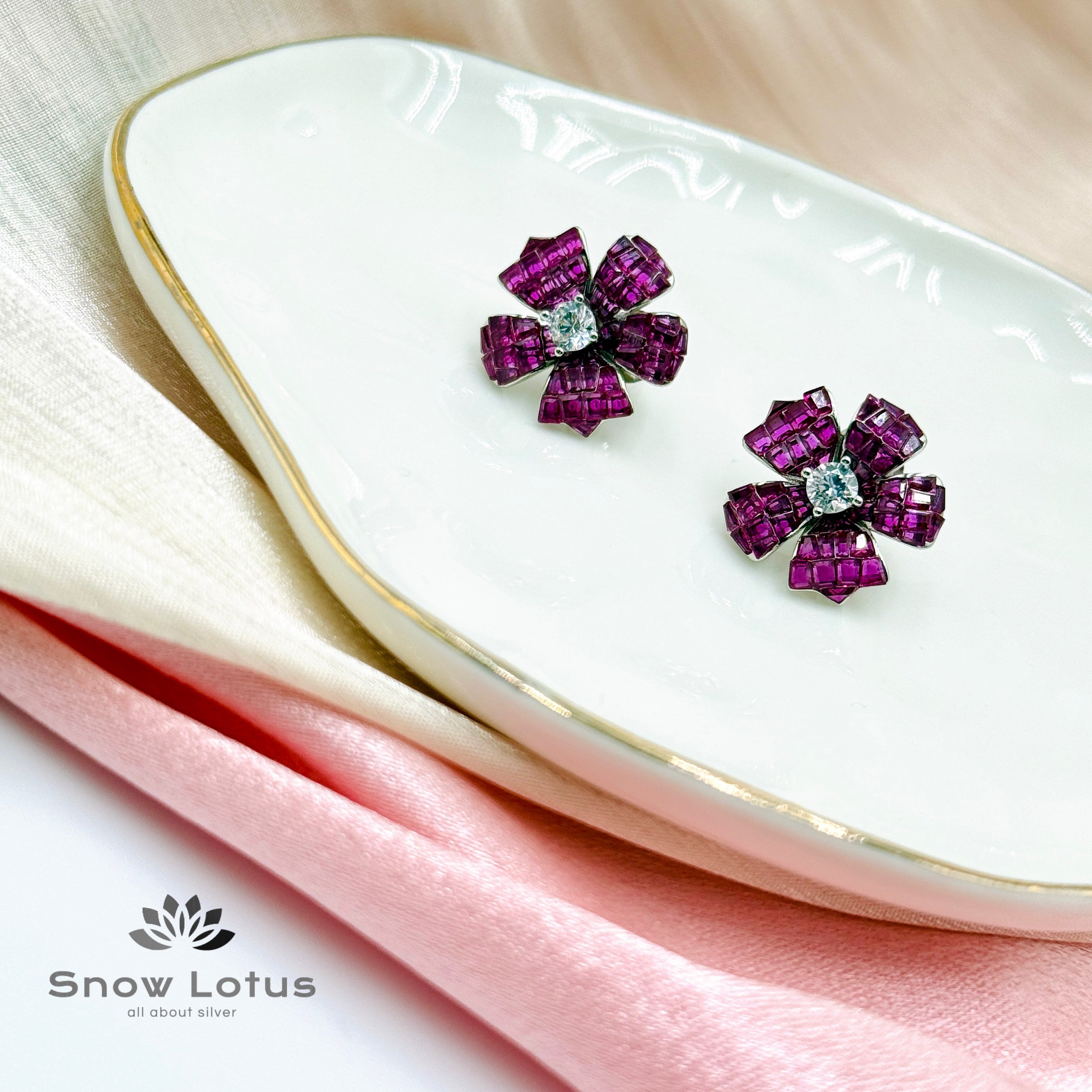 Mini Pink Flower Earrings