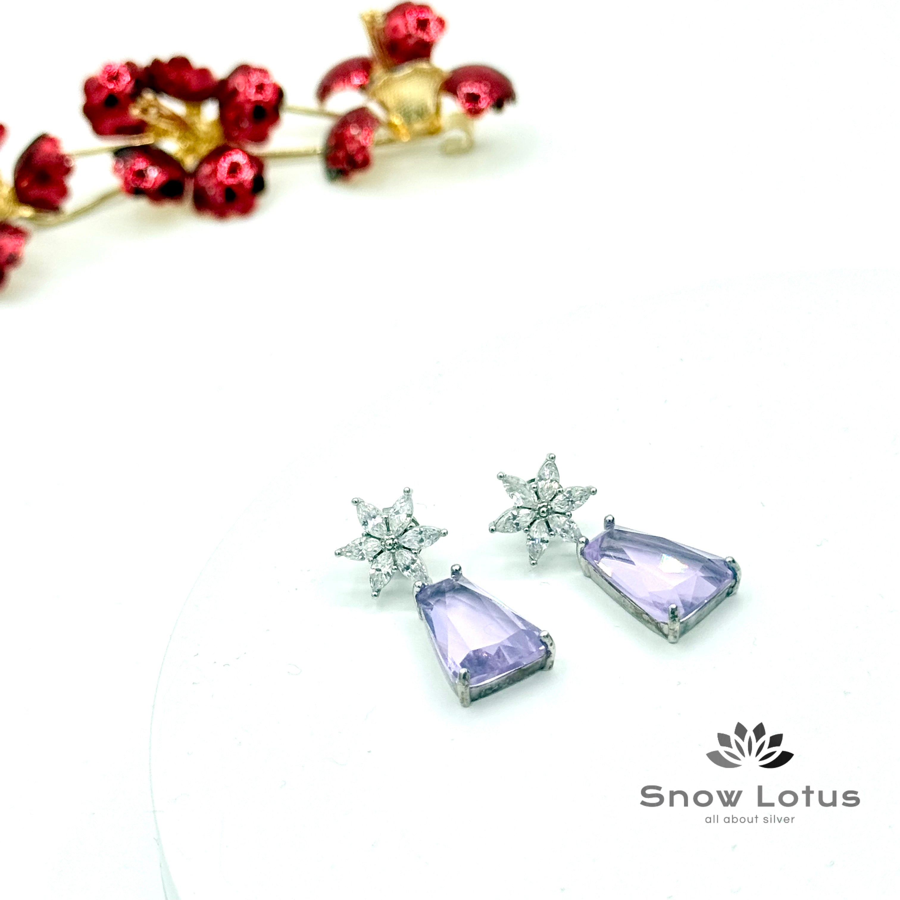 Purplish Floral Earrings
