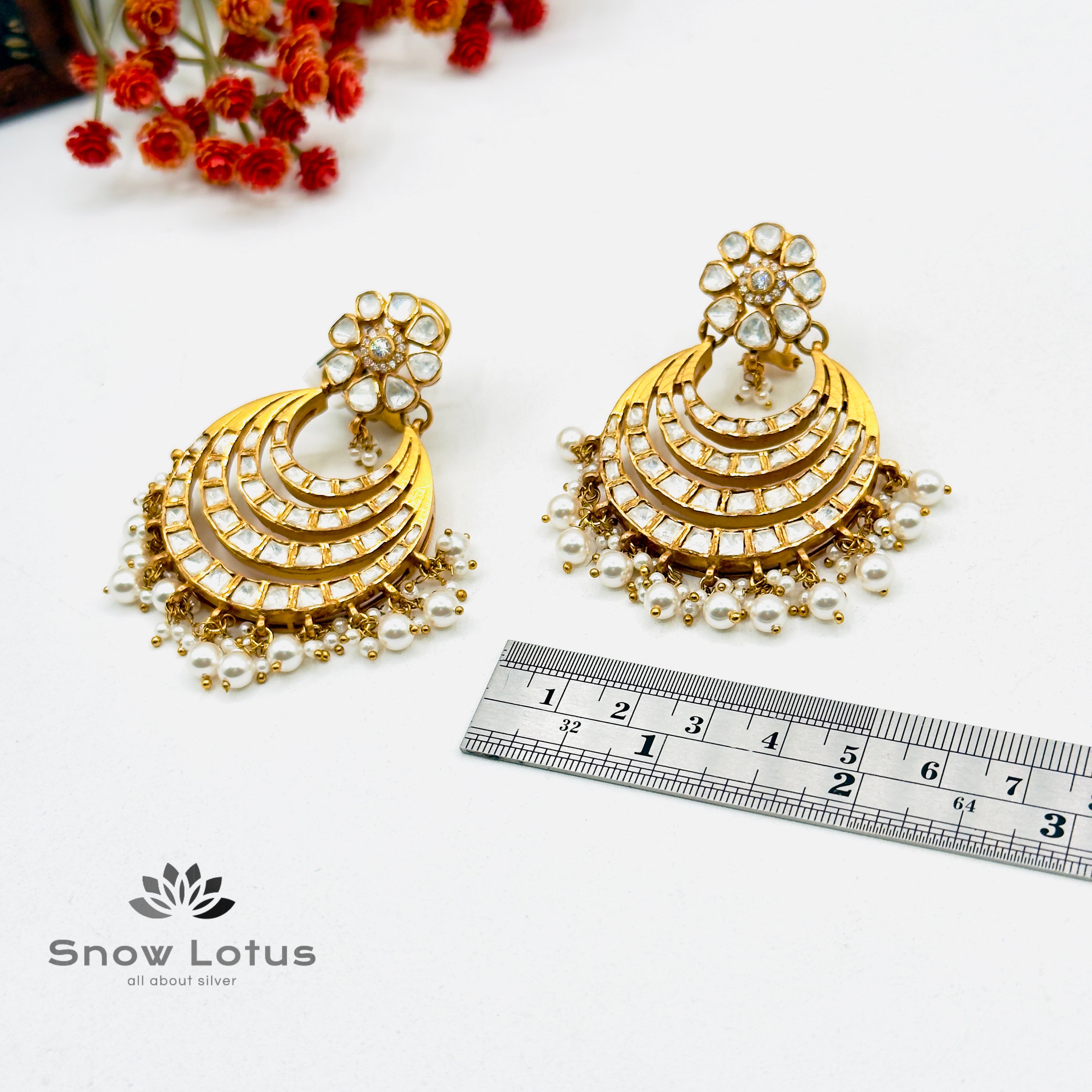 Floral Pearly Chandbali