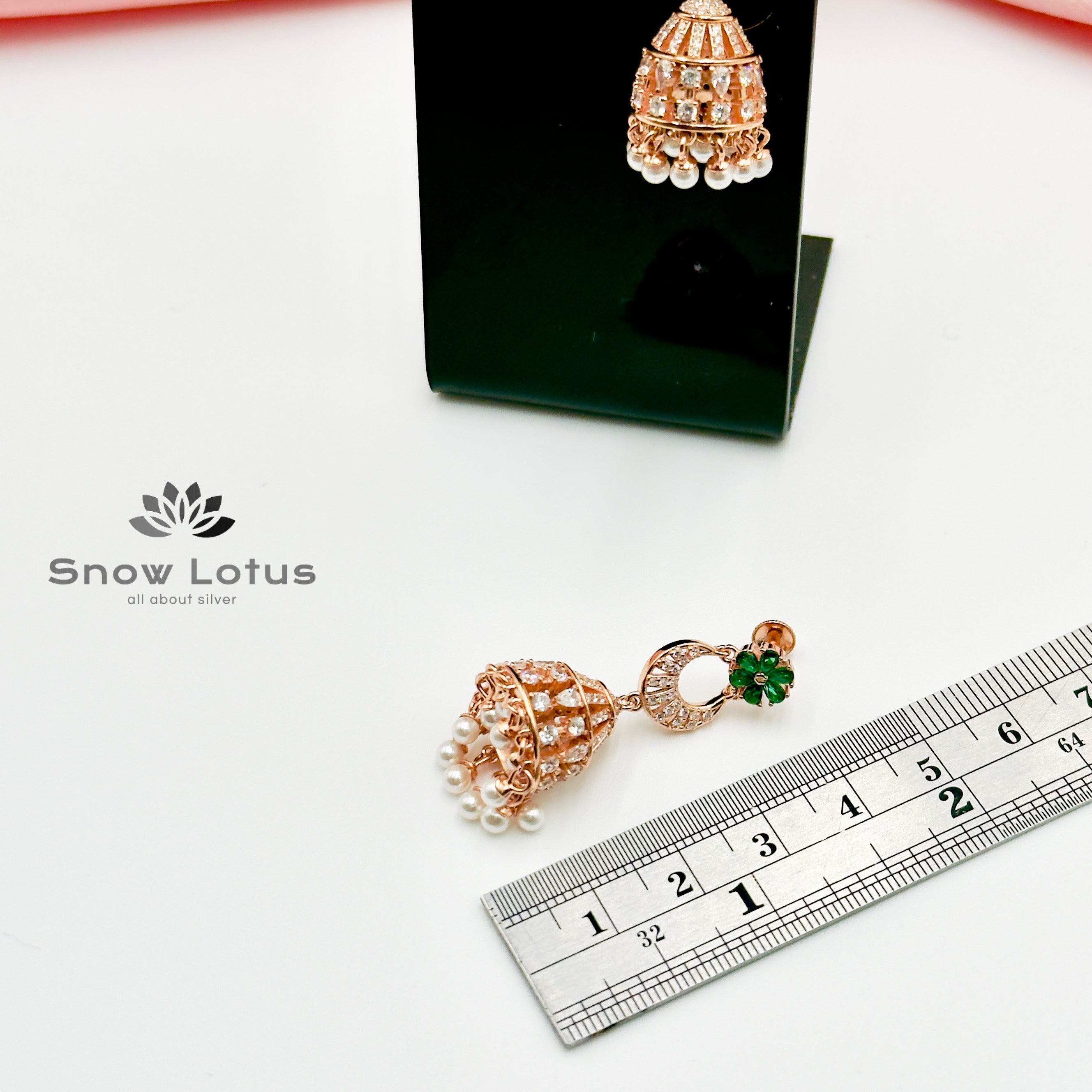 Rose Gold Green Jhumka