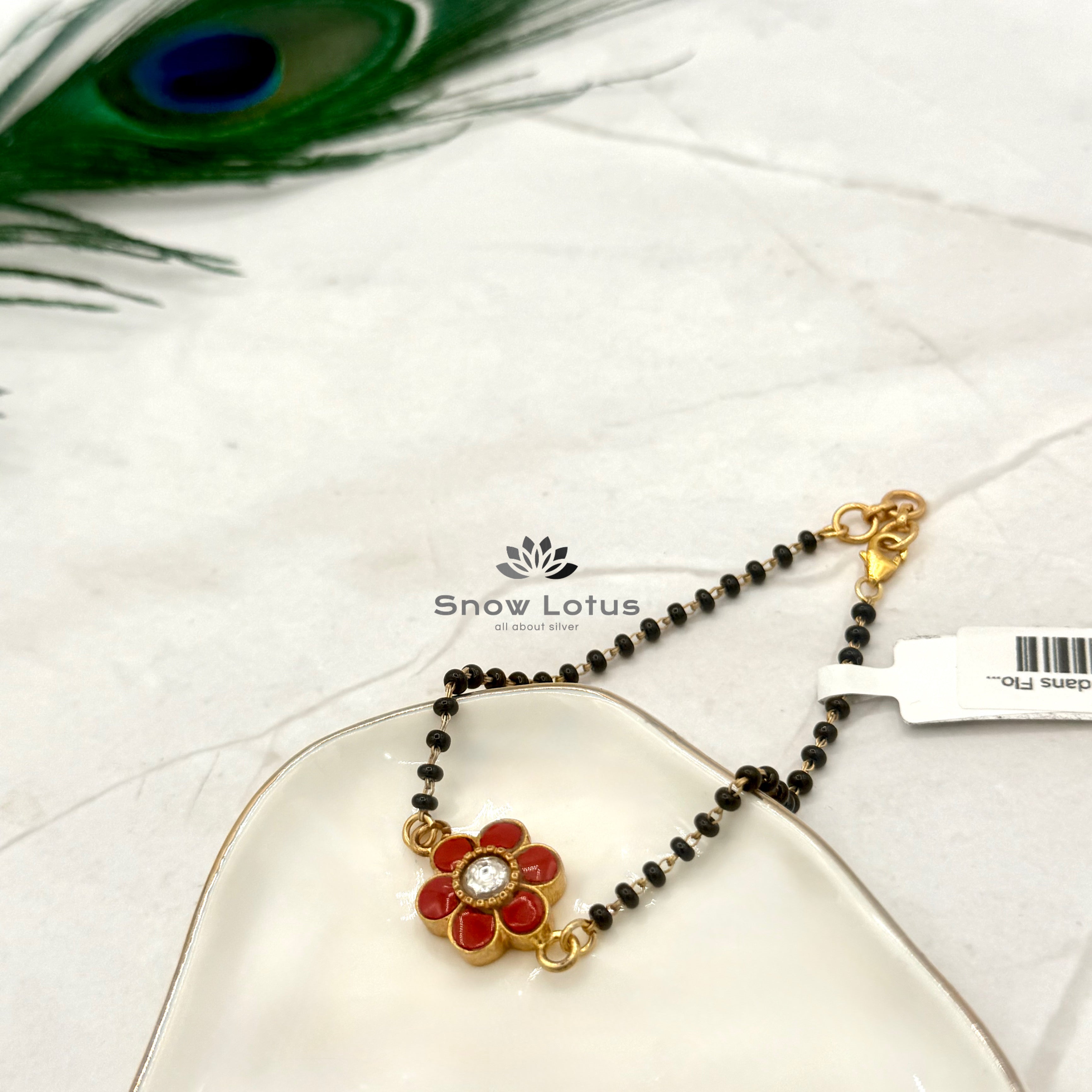 Black beads Bracelet Kundans Flower Coral