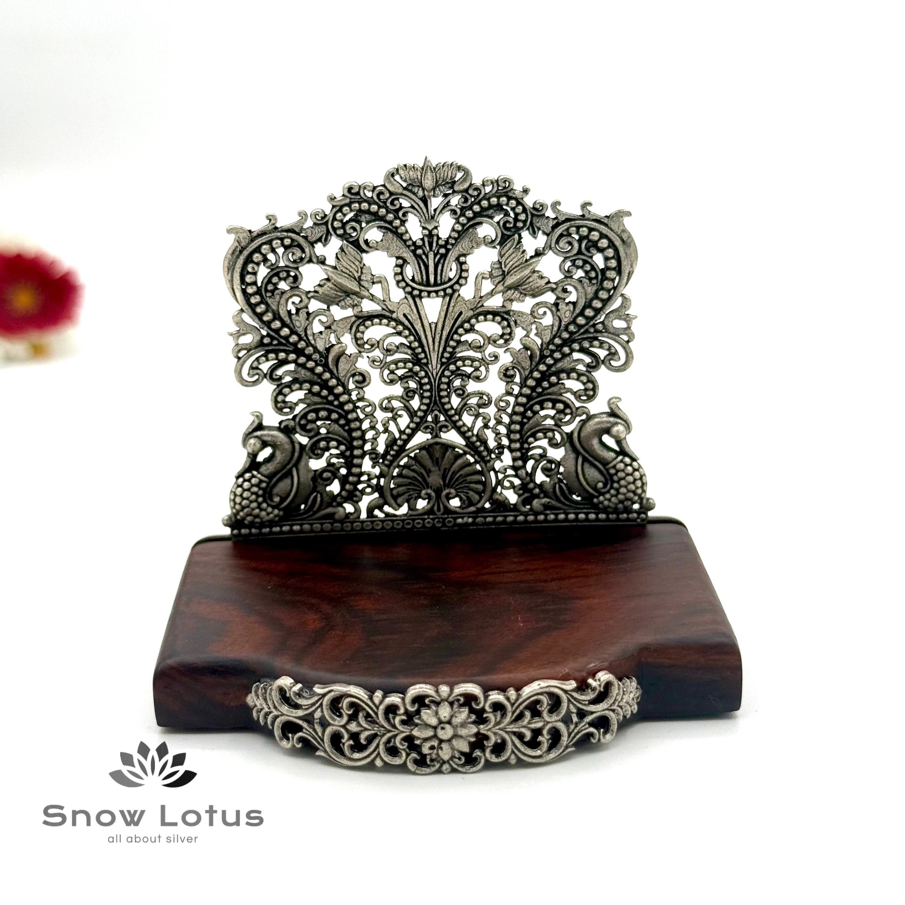 Antique Wood Peetam with Peacocks