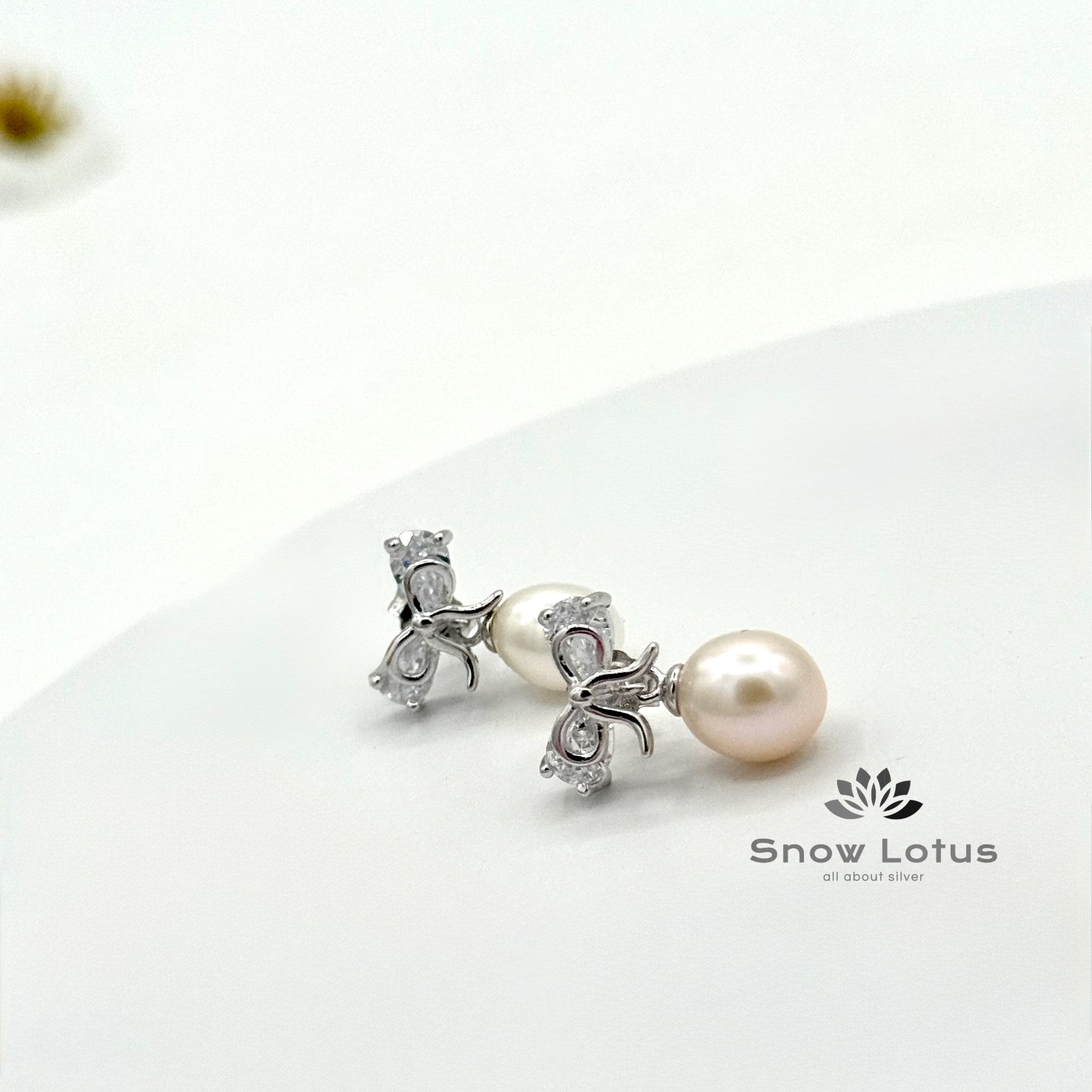 Bow Pearl Drop Earrings