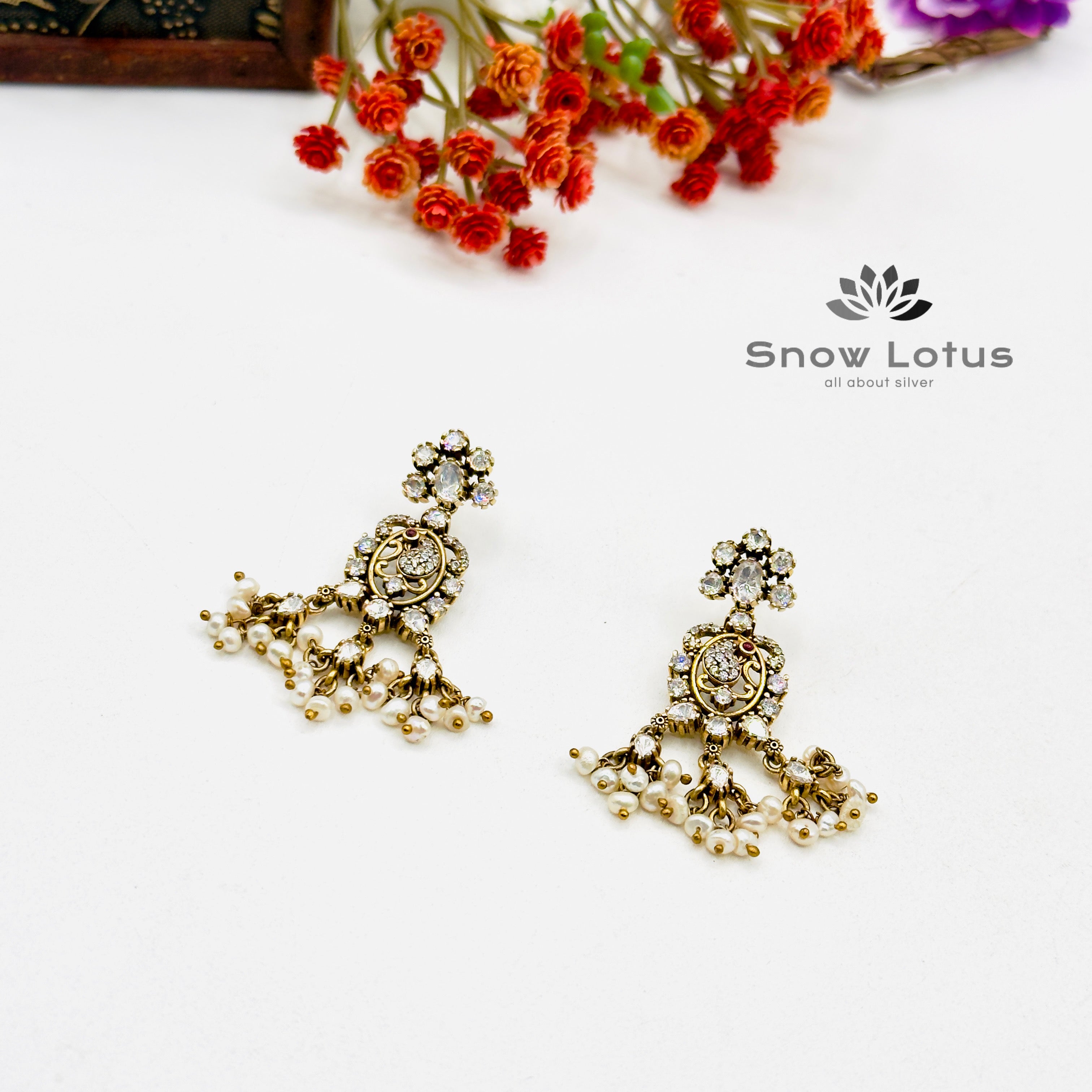 Peacock Moissanite Earrings