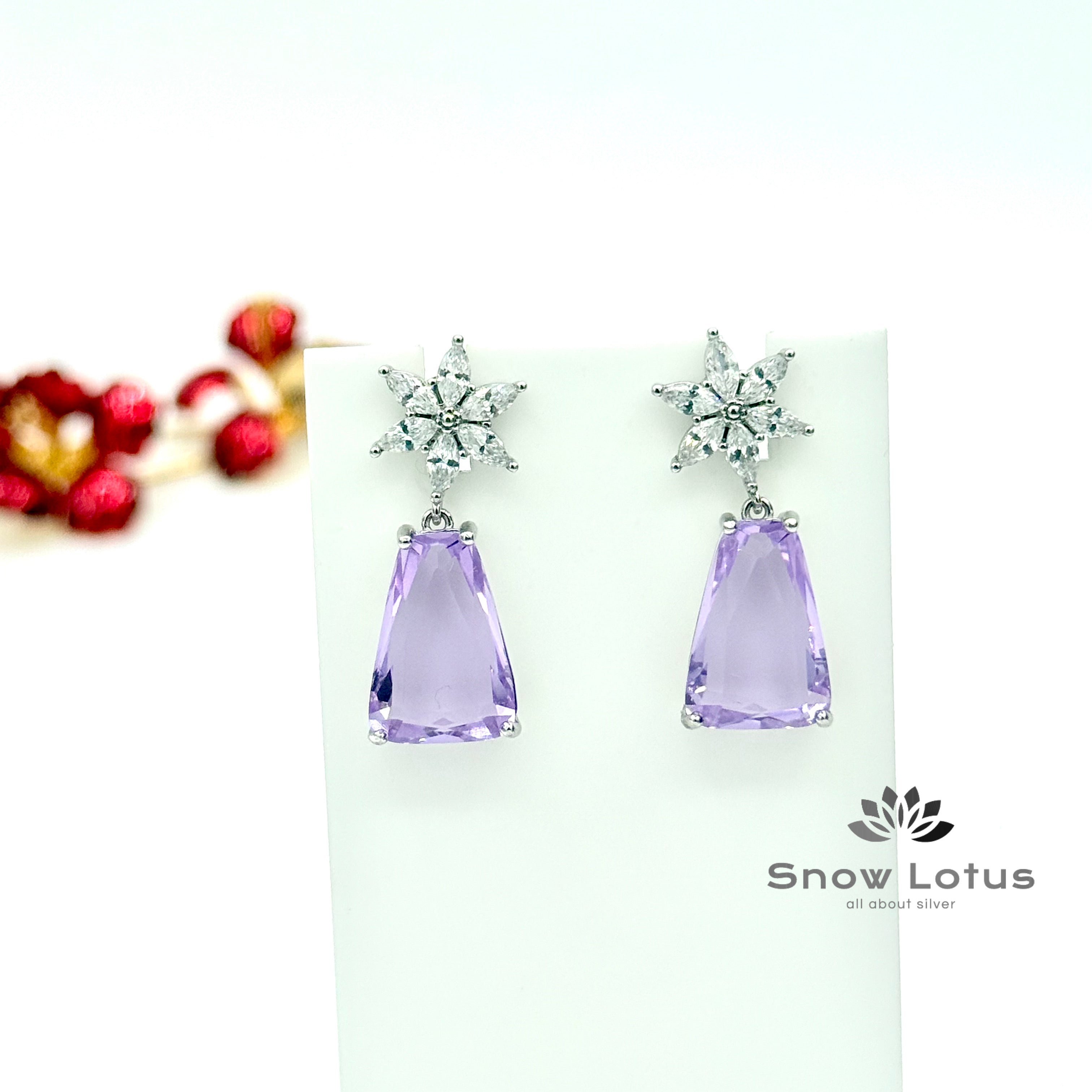 Purplish Floral Earrings