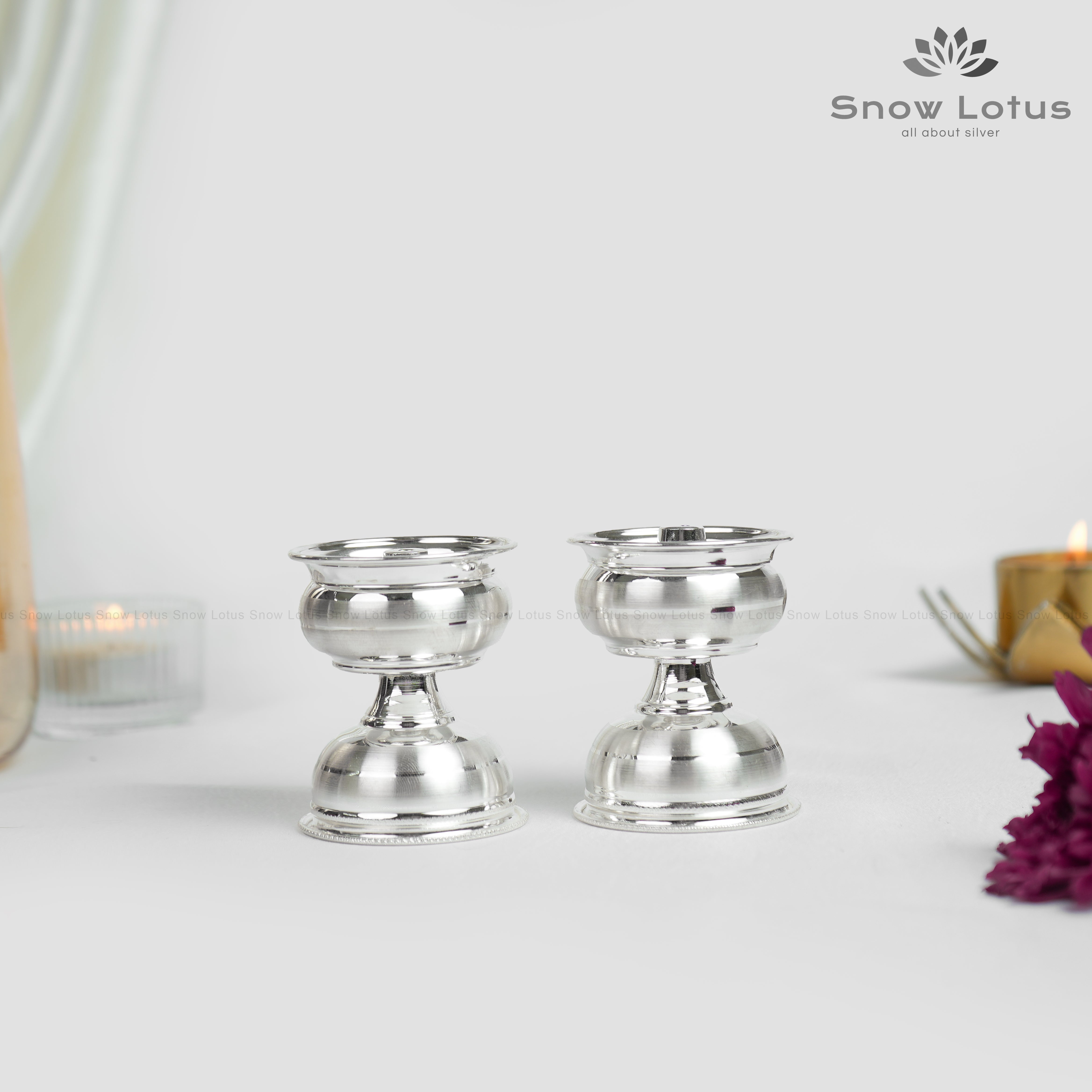 Dull Polish Bottom Knot Akhanda Diyas Pair