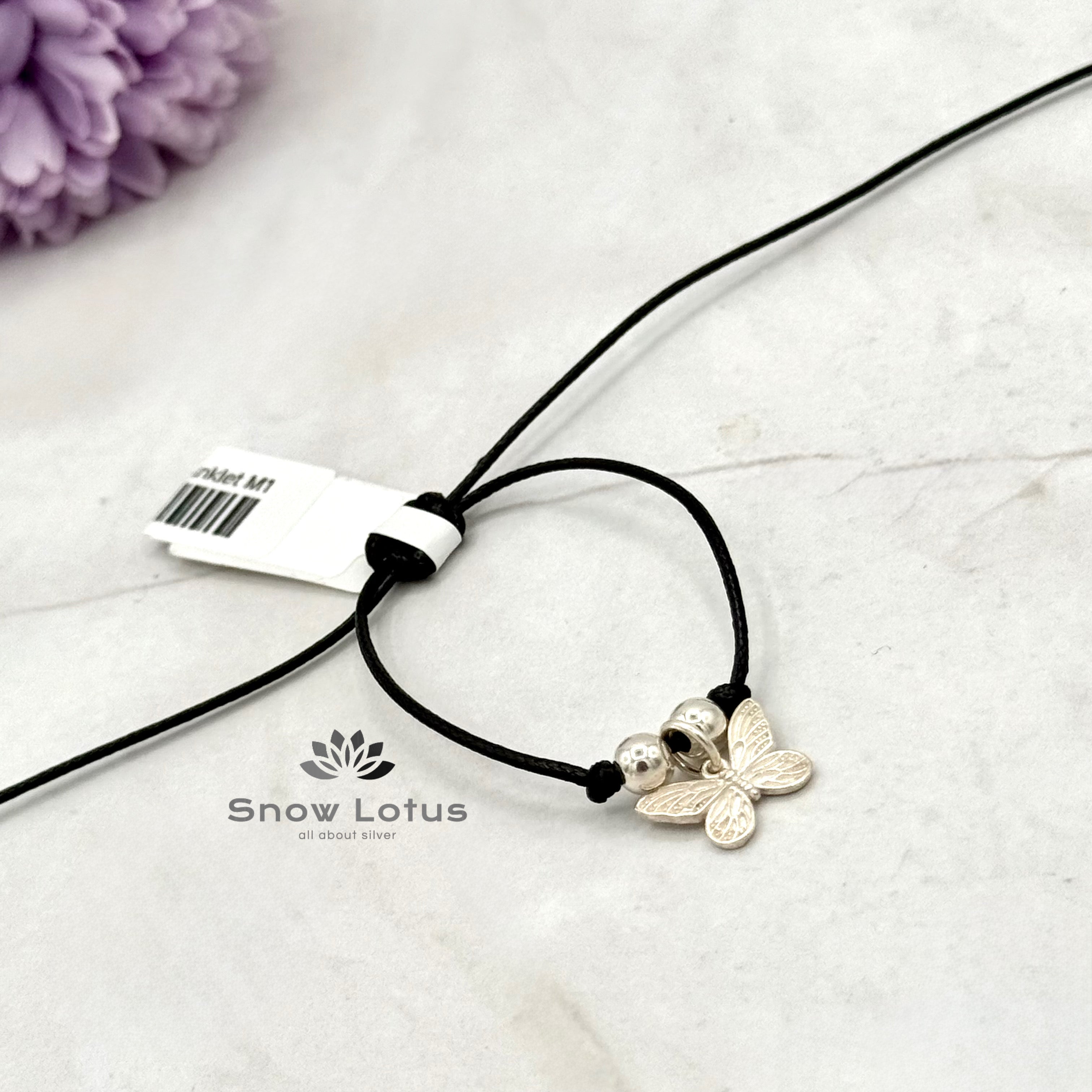 Black Thin Thread Anklet M8