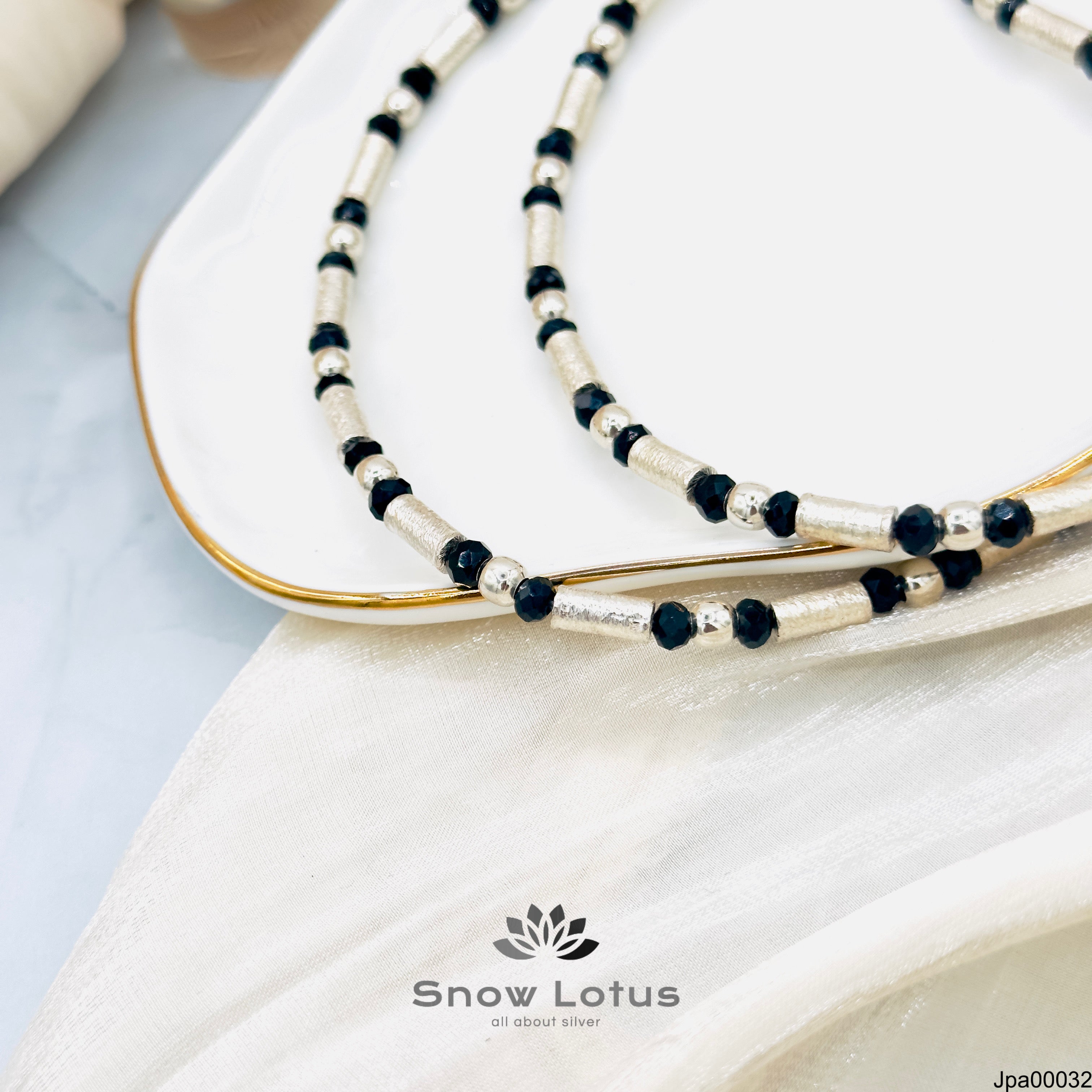 Antique black beads and tubes payal