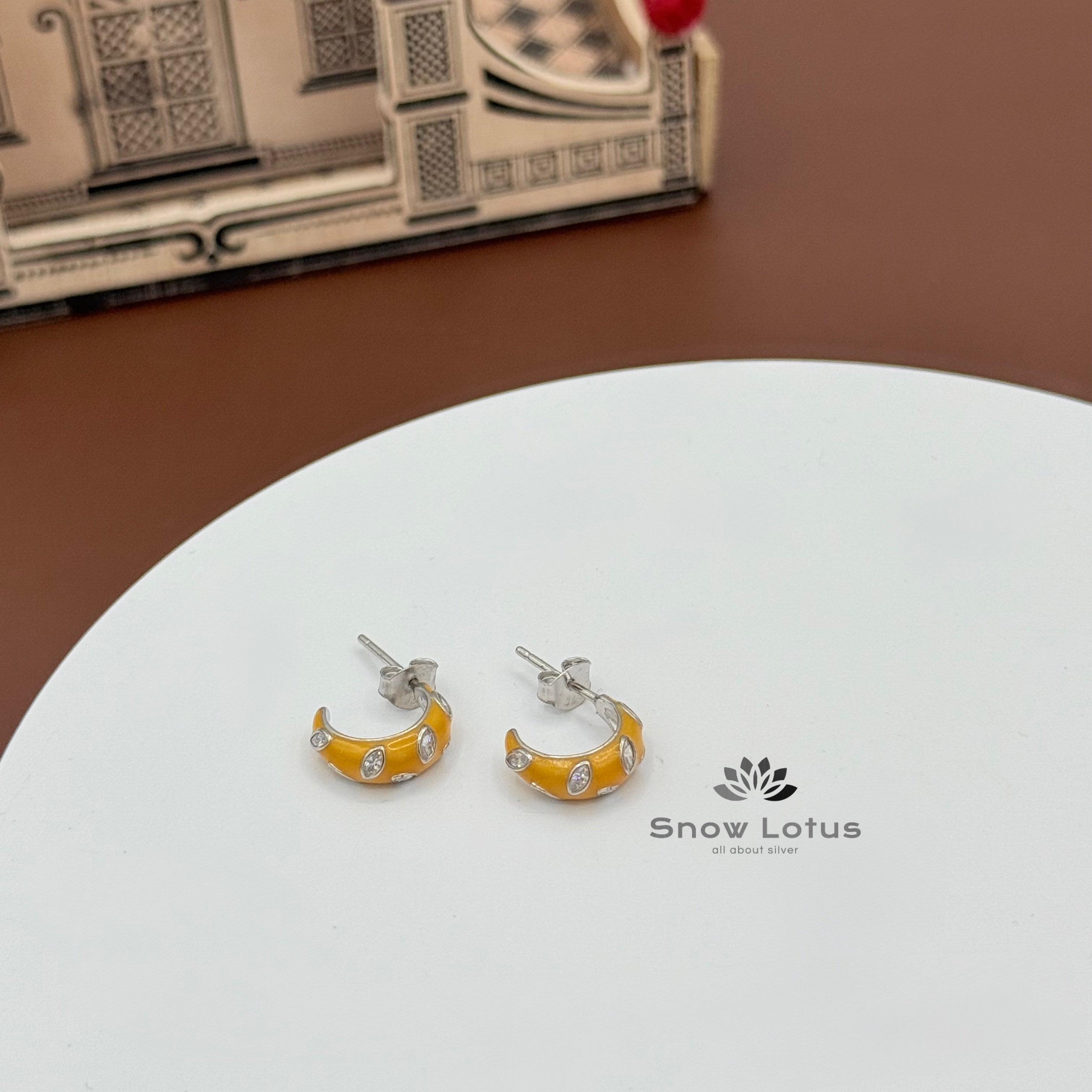 Elegant CZ Studs Yellow