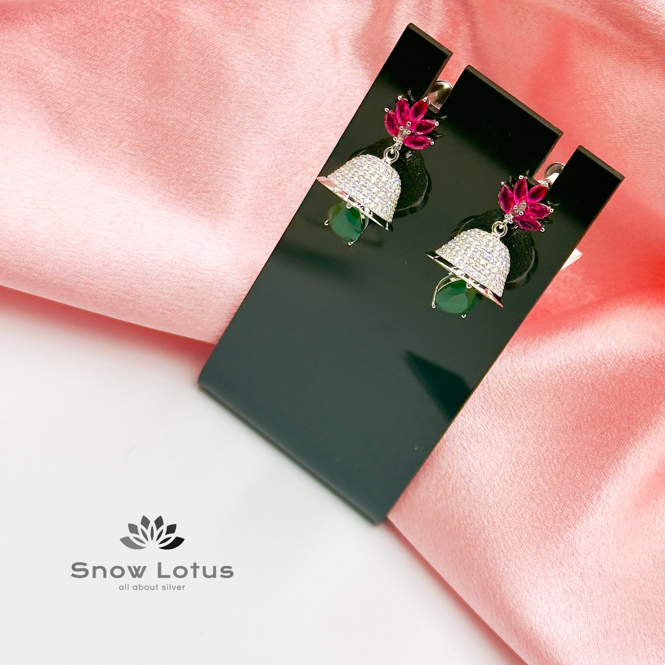 Crimson Petal Bells Jhumka