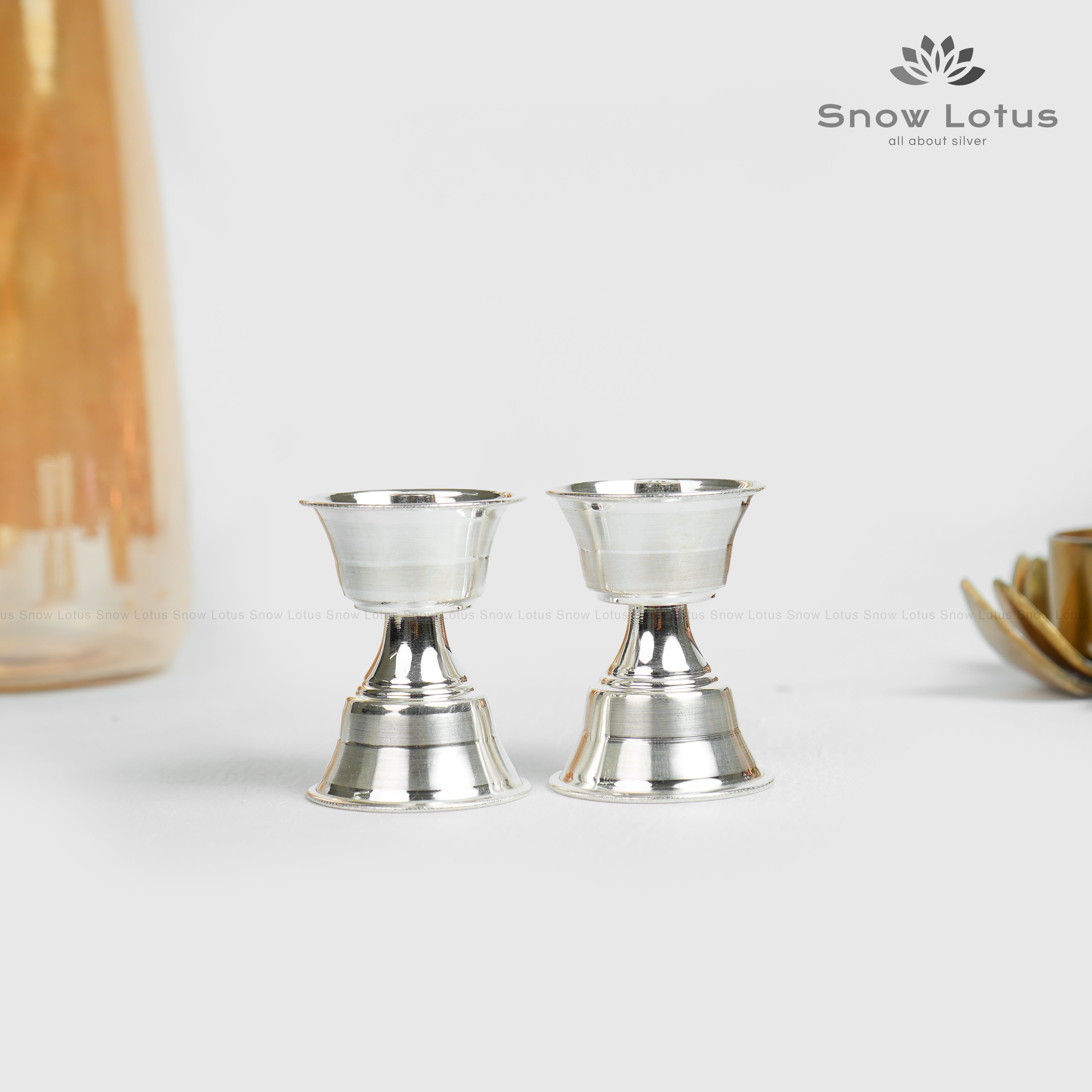 Dull Polish Bell Akhanda Diyas Pair
