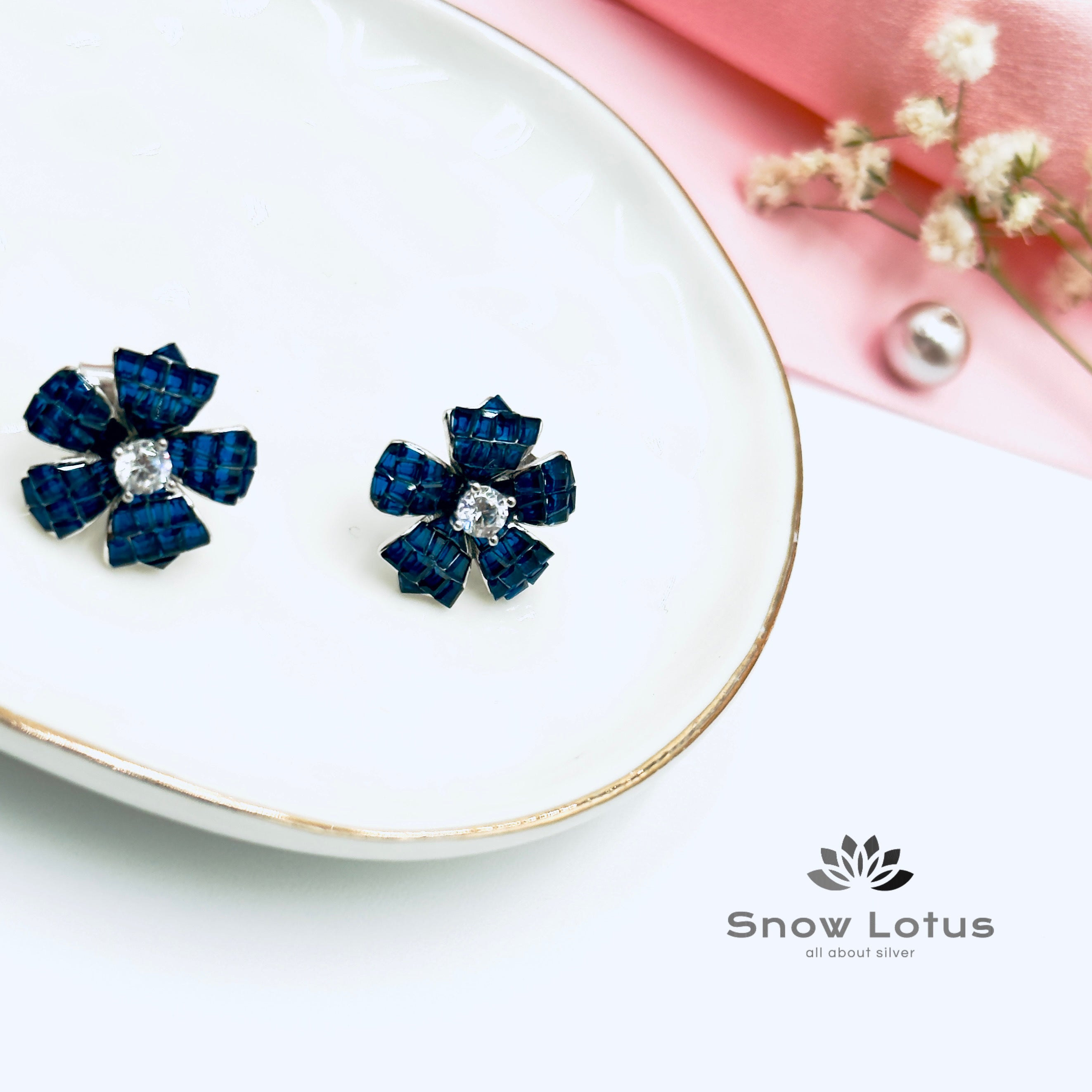 Mini Blue Flower Earrings