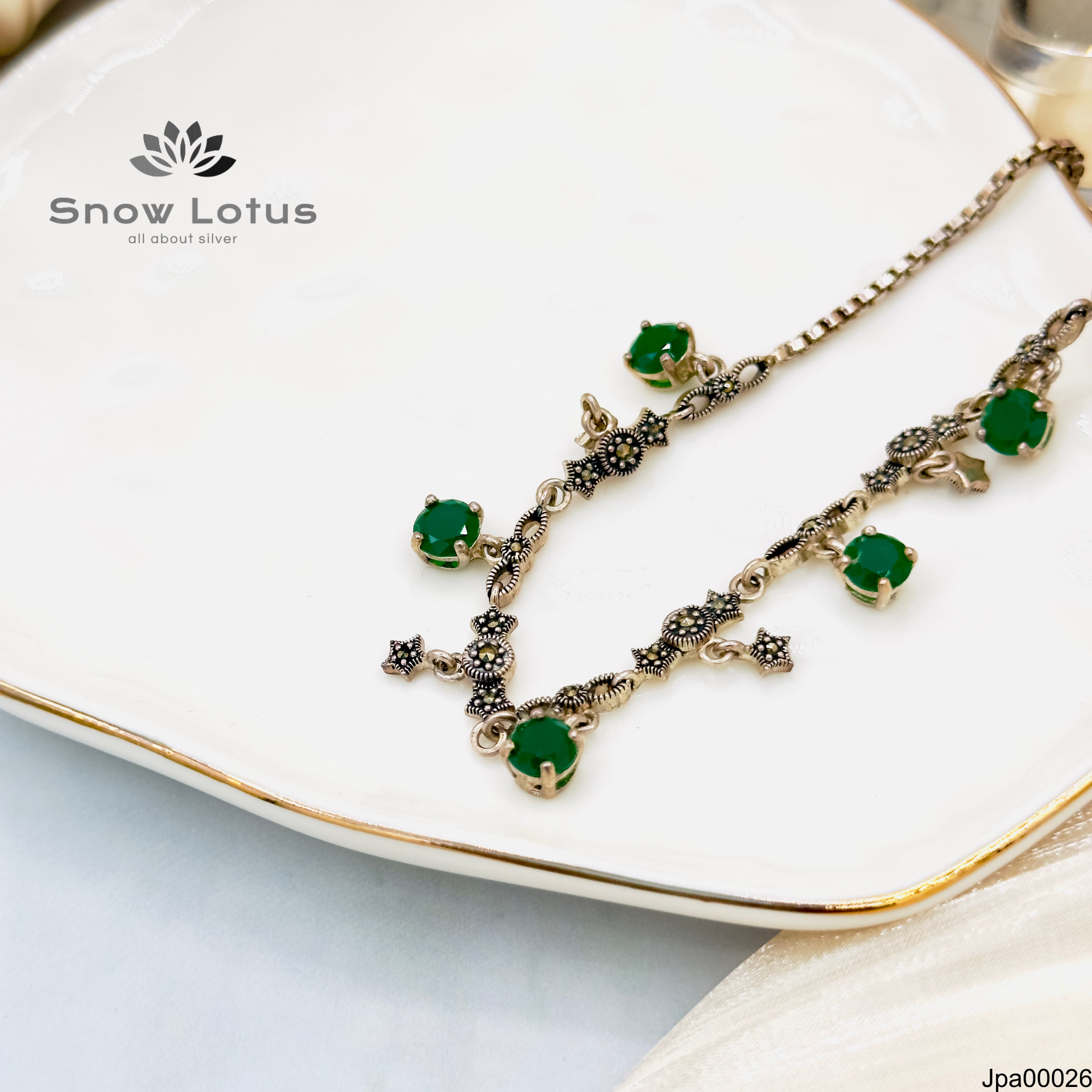 35.5 Adjustable Marcasite Payal Green Drops
