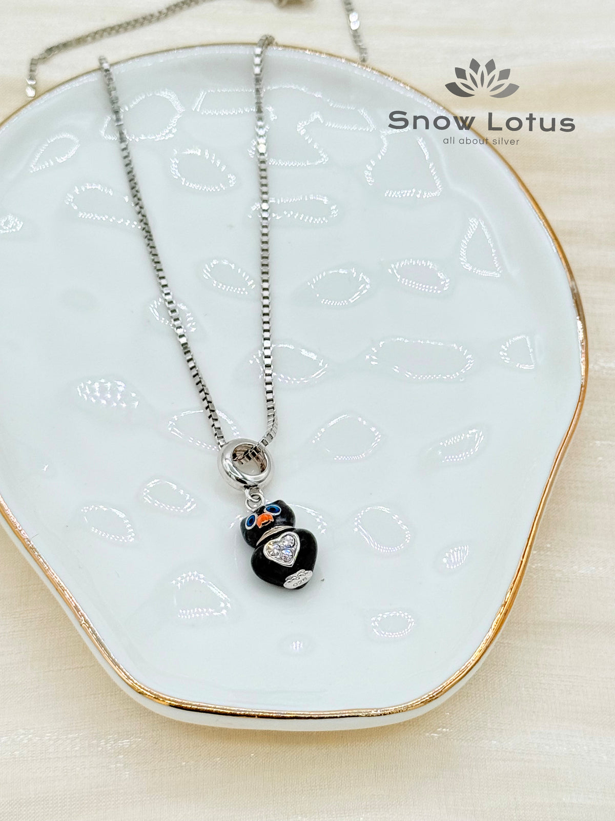 Sterling Black Owl Chain With Pendent